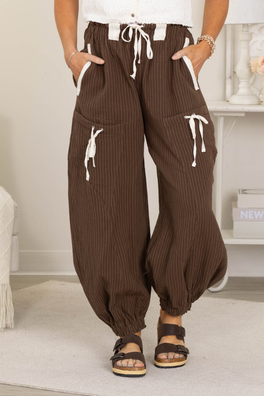 Chocolate Stripe Easy Fit Joggers