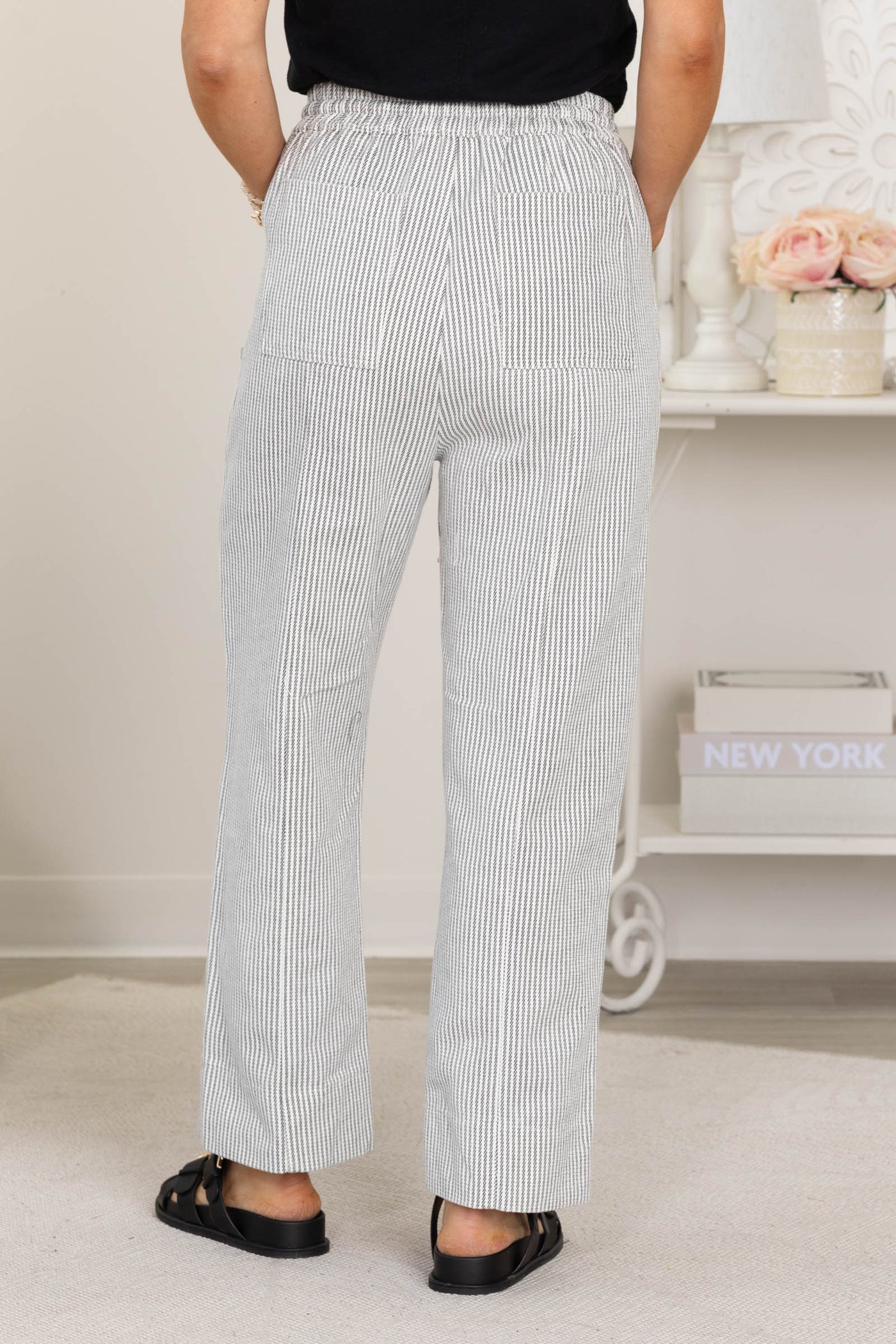 Grey Elastic Pocket String Relaxed Pants
