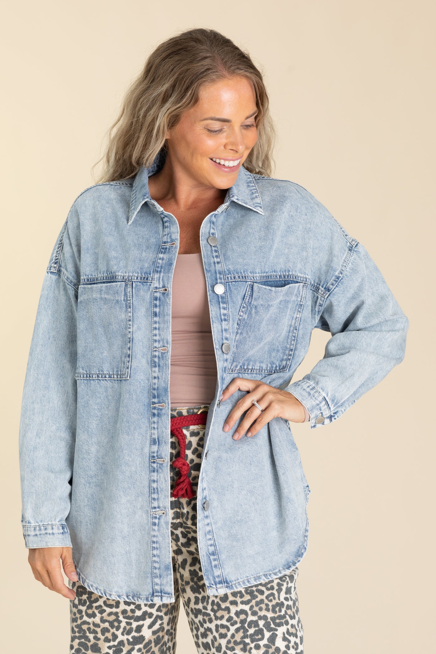 Risen Acid Wash Oversized Shacket