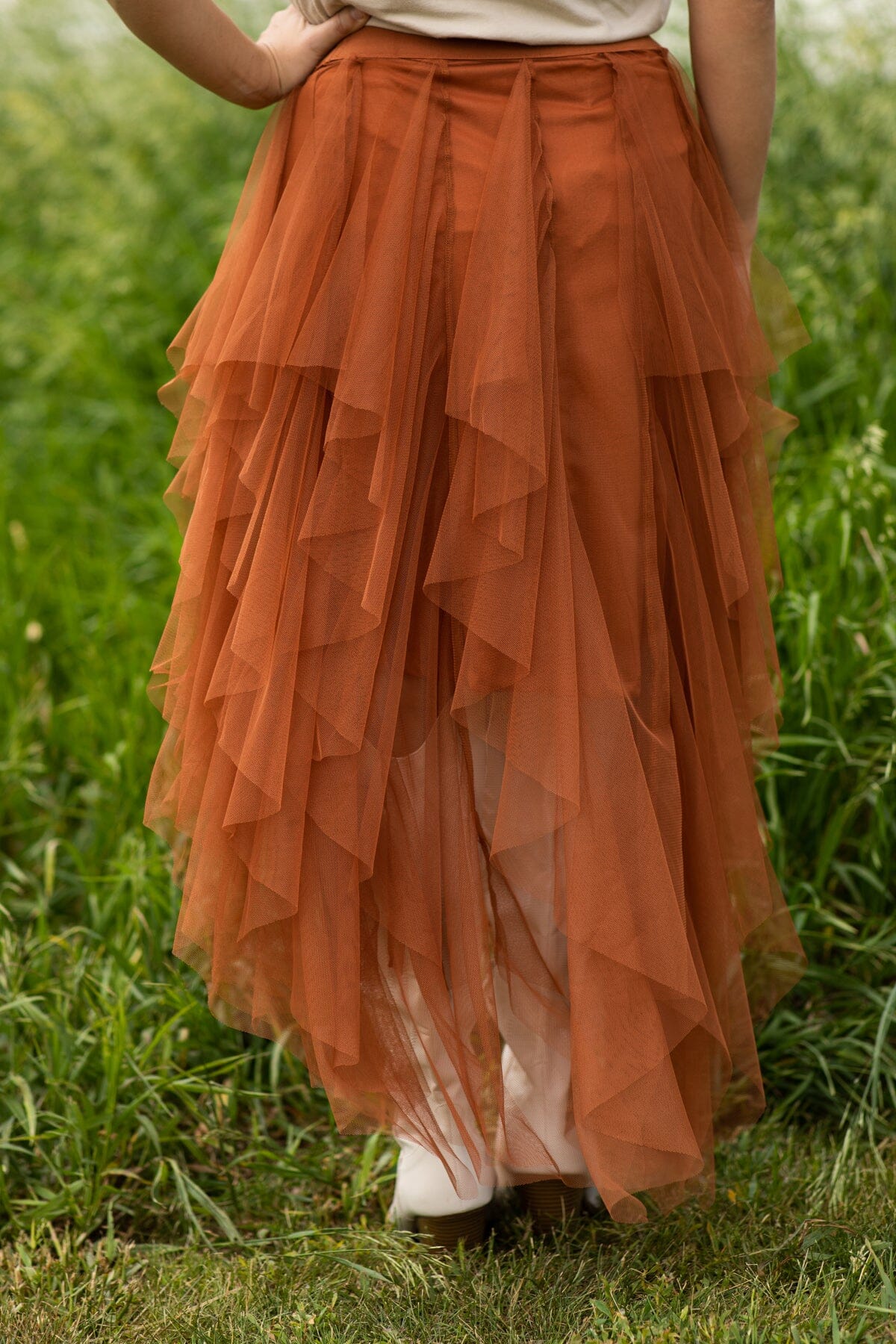 Burnt Orange Tulle Maxi Skirt