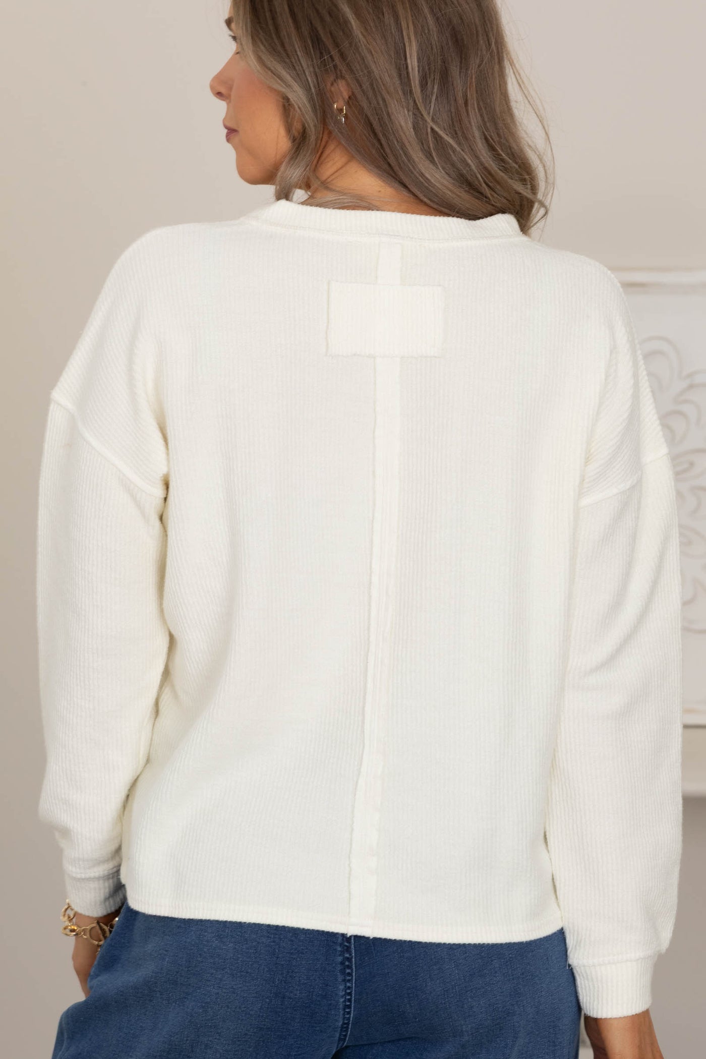 Washed Rib Knit Tops With Pocket