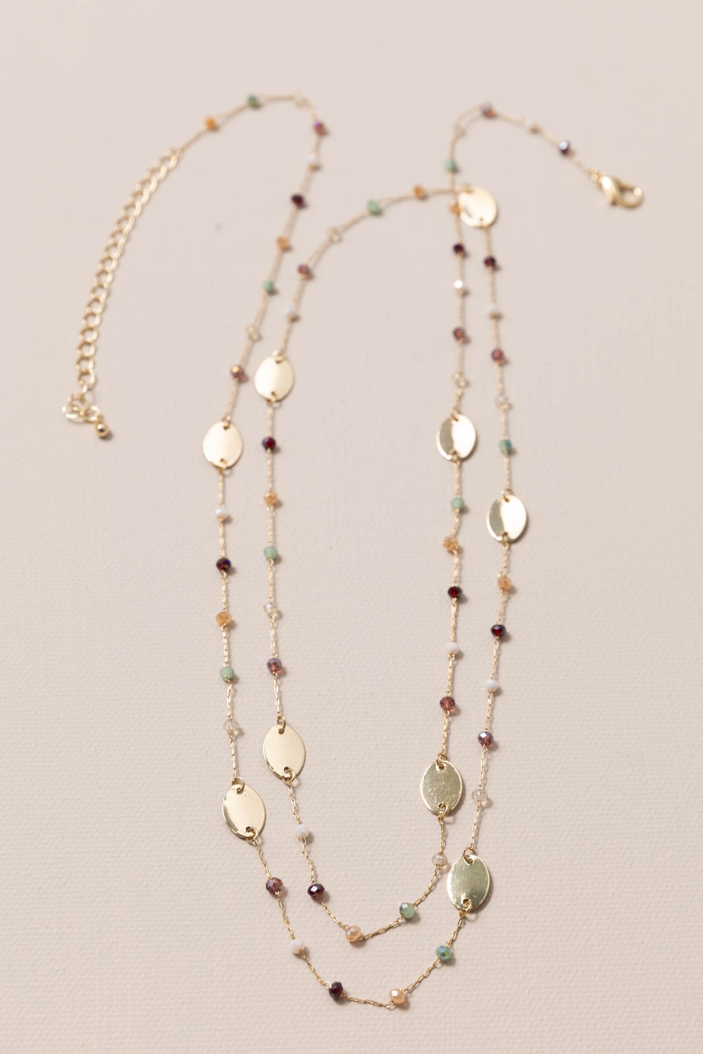 Lorie's Long and Gold Disc Chain Necklaces