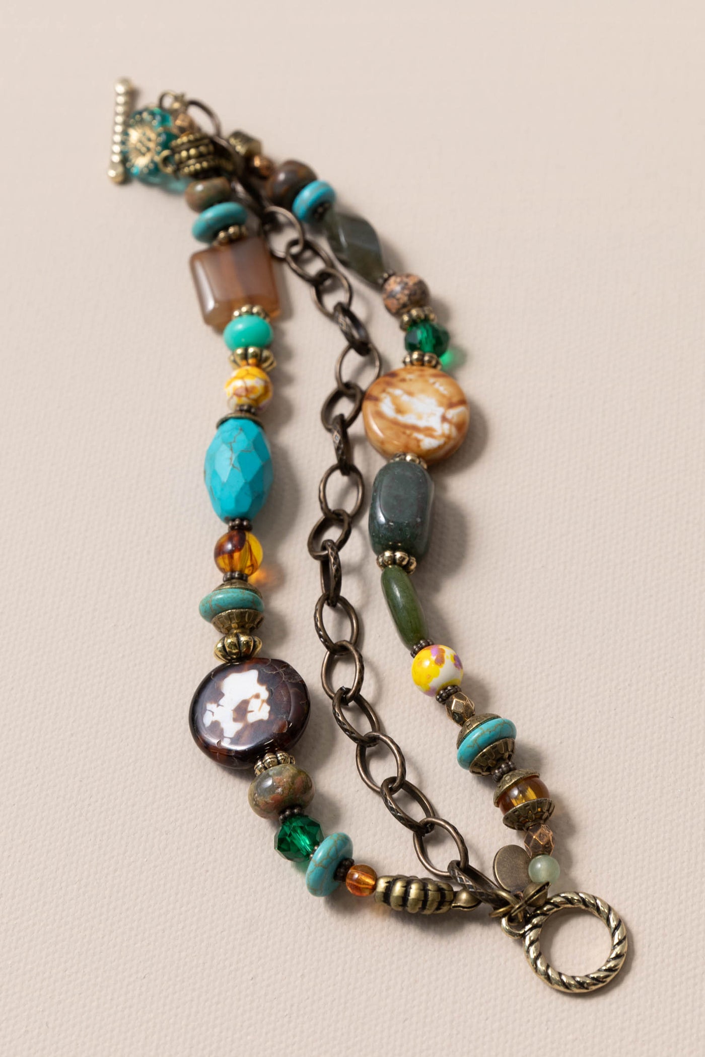 Bronze 3 Strand Chain Link Bracelet With Toggle