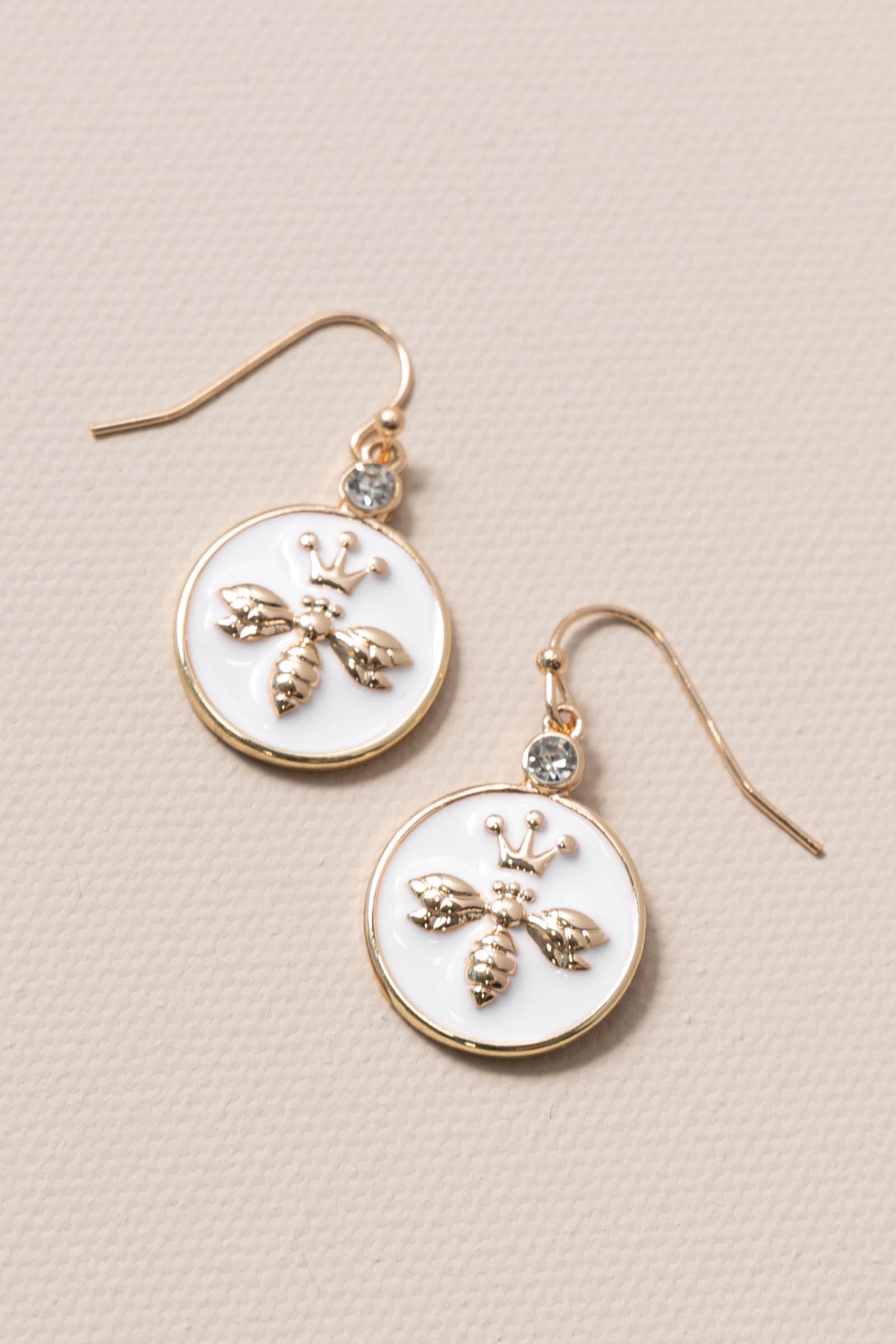 Gold Drop Earrings With Bee Design