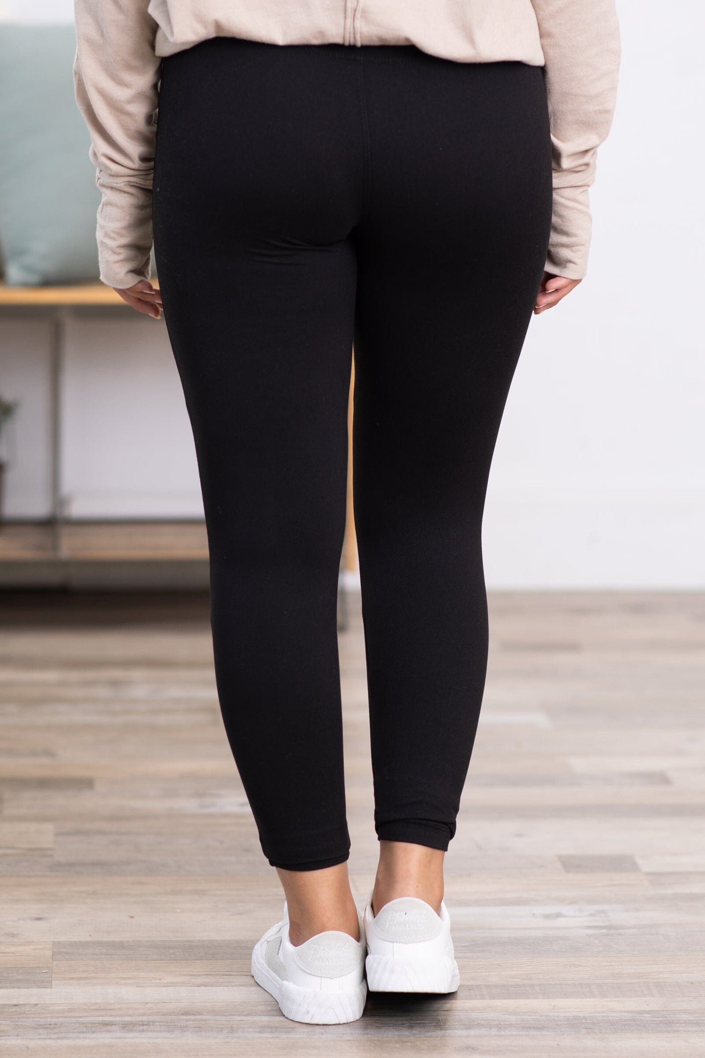 Black Brushed Wide Waistband Leggings - Filly Flair