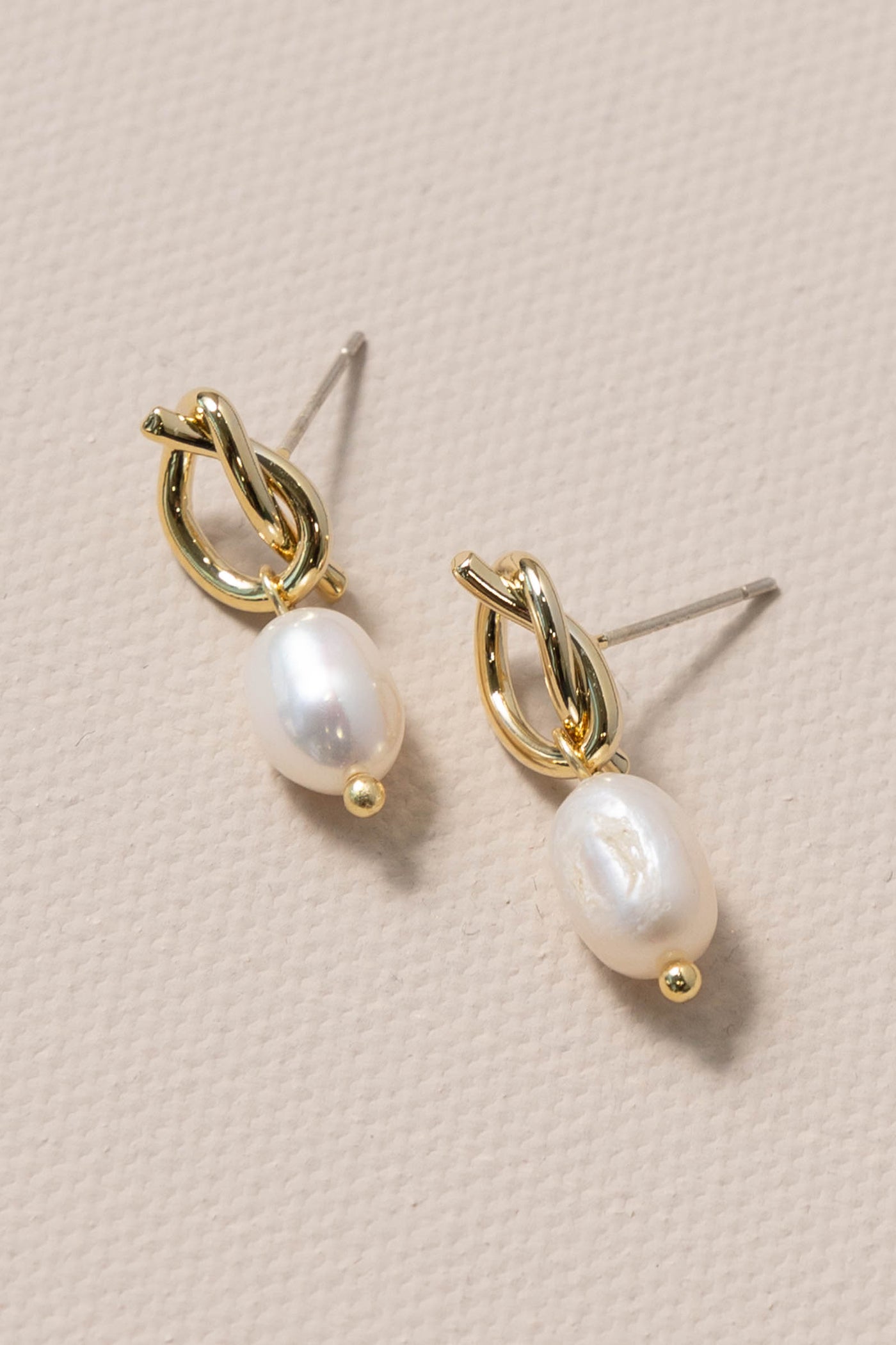 Gold Pearl Knot Earrings