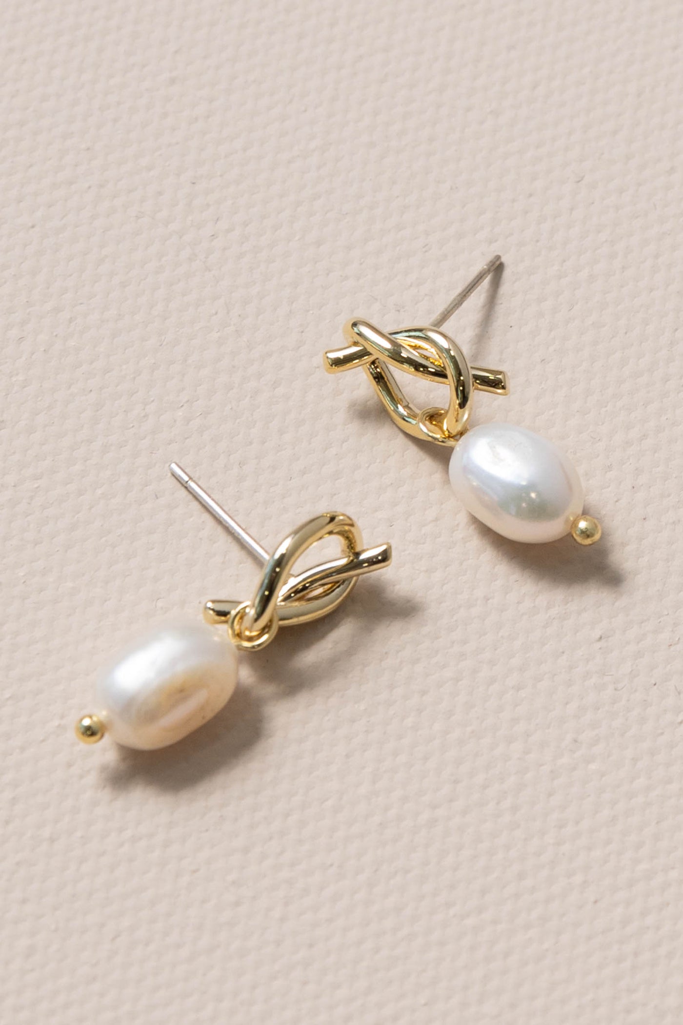 Gold Pearl Knot Earrings