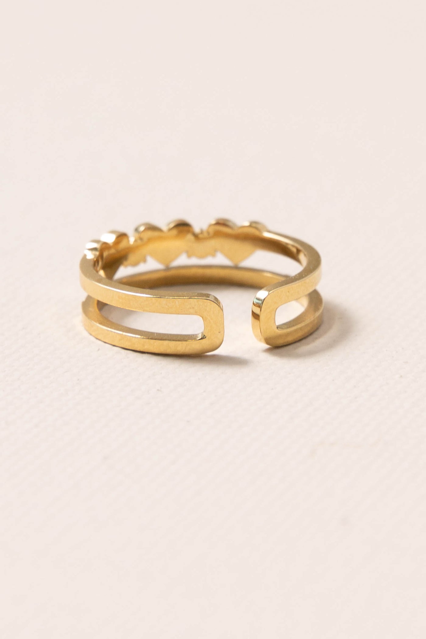 Gold Double Pearl Heart Ring