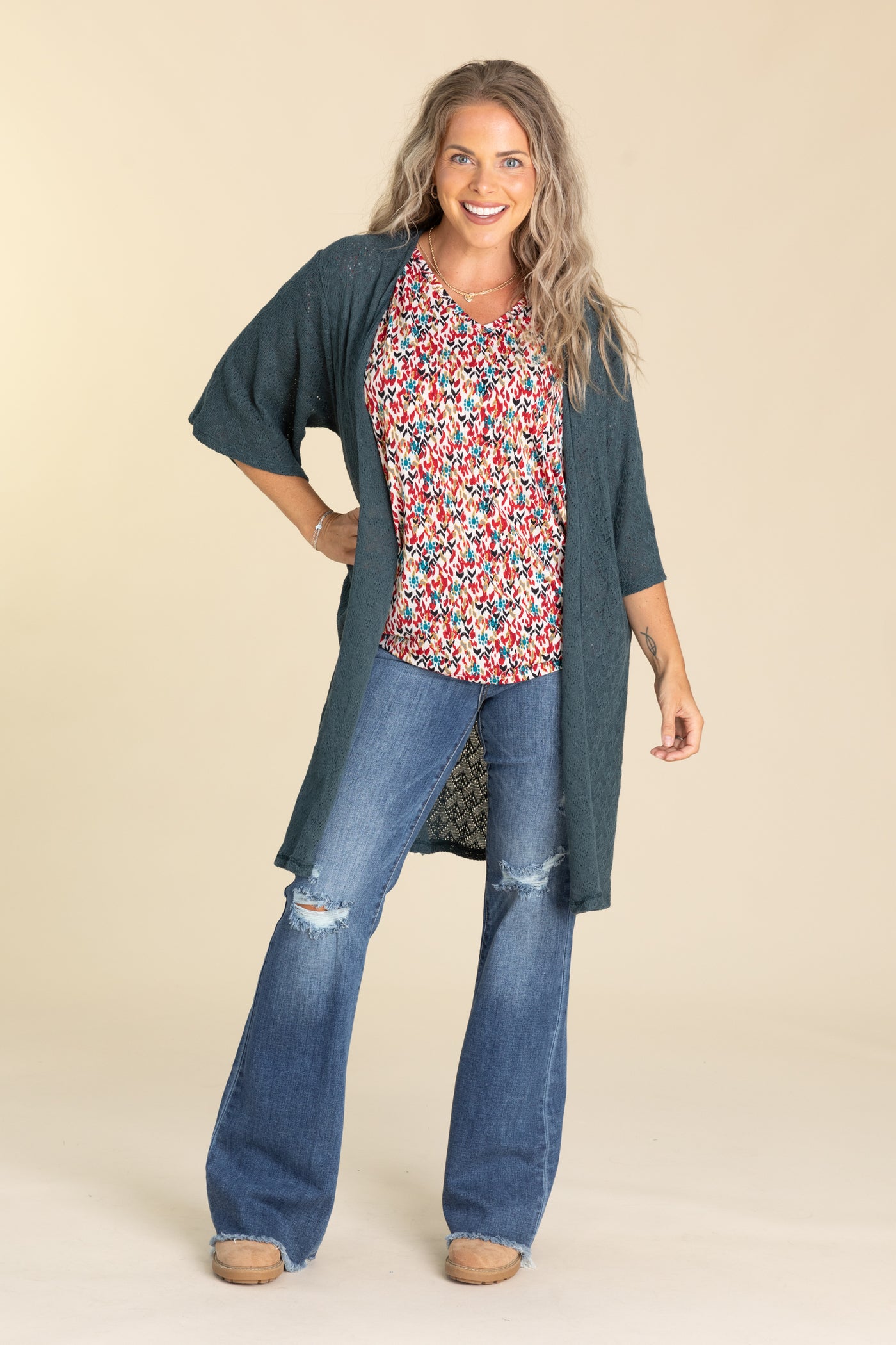 Lightweight Duster Cardigans With 3/4 Sleeves