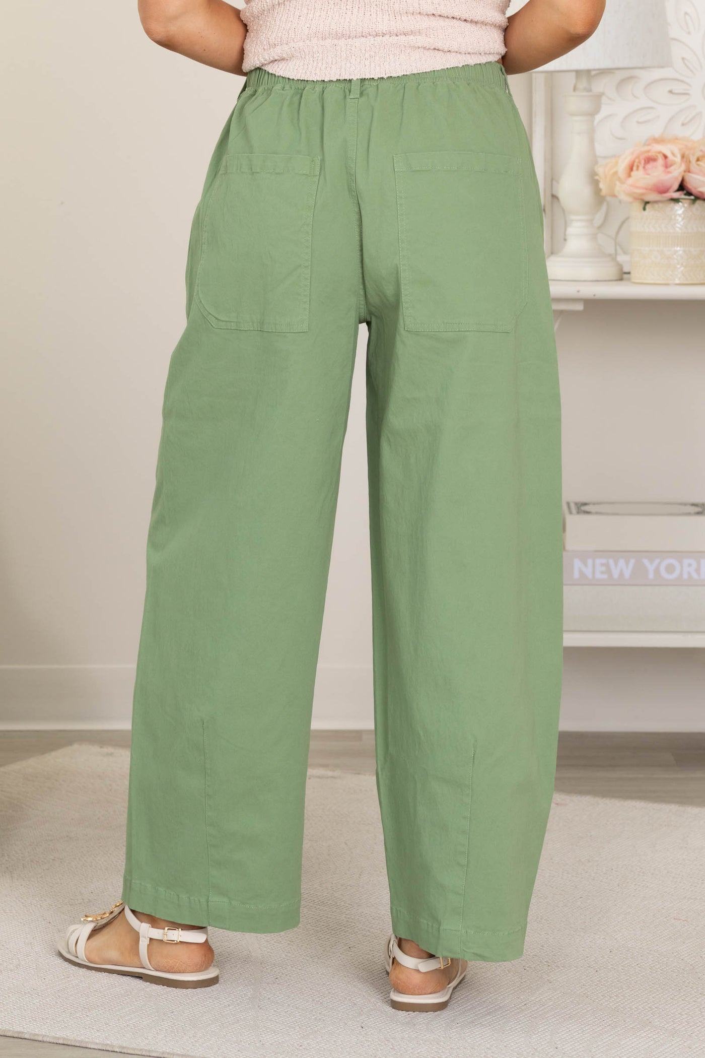 Fern Green Wide Barrel Drawstring Pants