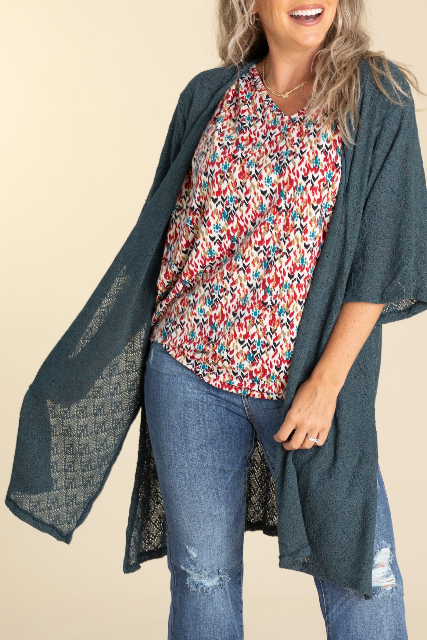 Lightweight Duster Cardigans With 3/4 Sleeves