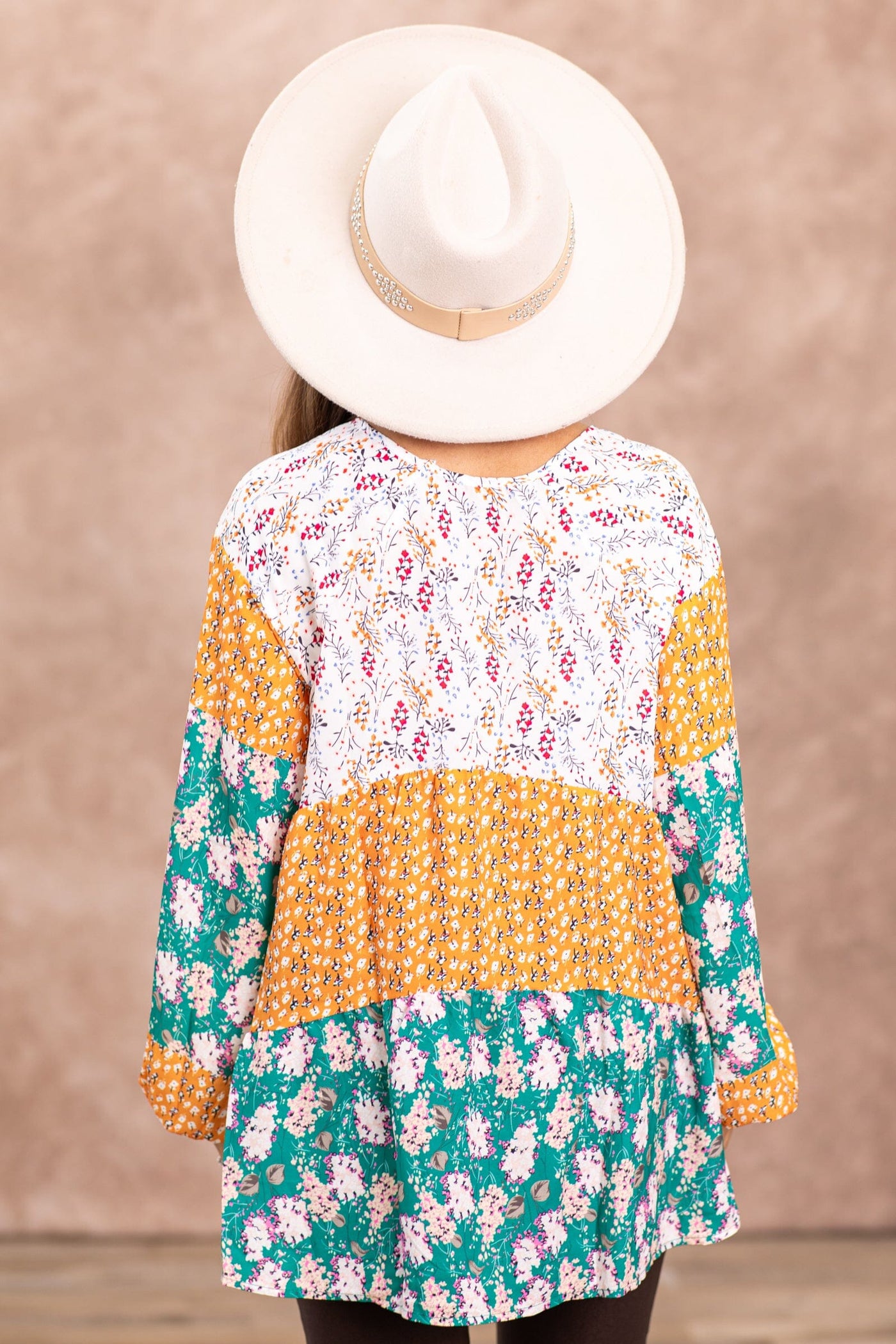 Jade and Cinnamon Floral Print Top - Filly Flair
