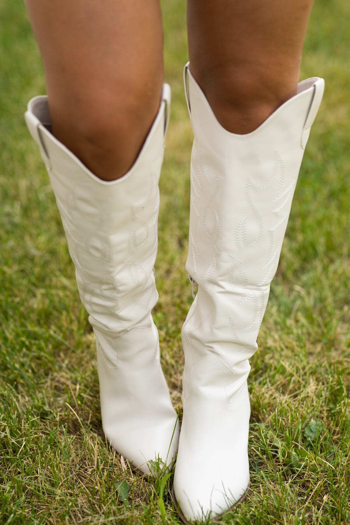 Beige Tall Point Toe Western Boots - Filly Flair