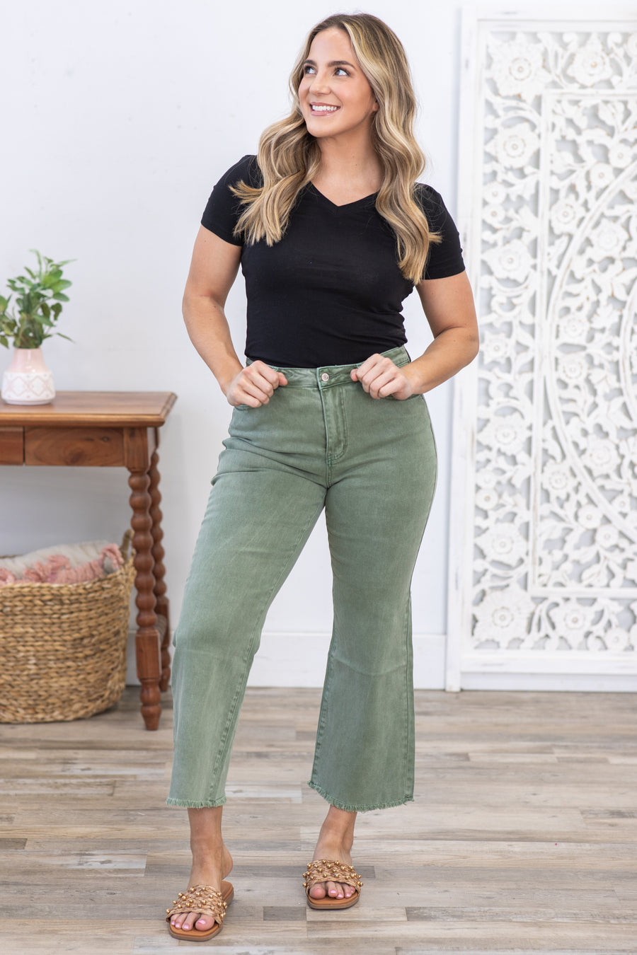 Sage Washed Kick Flare Jeans