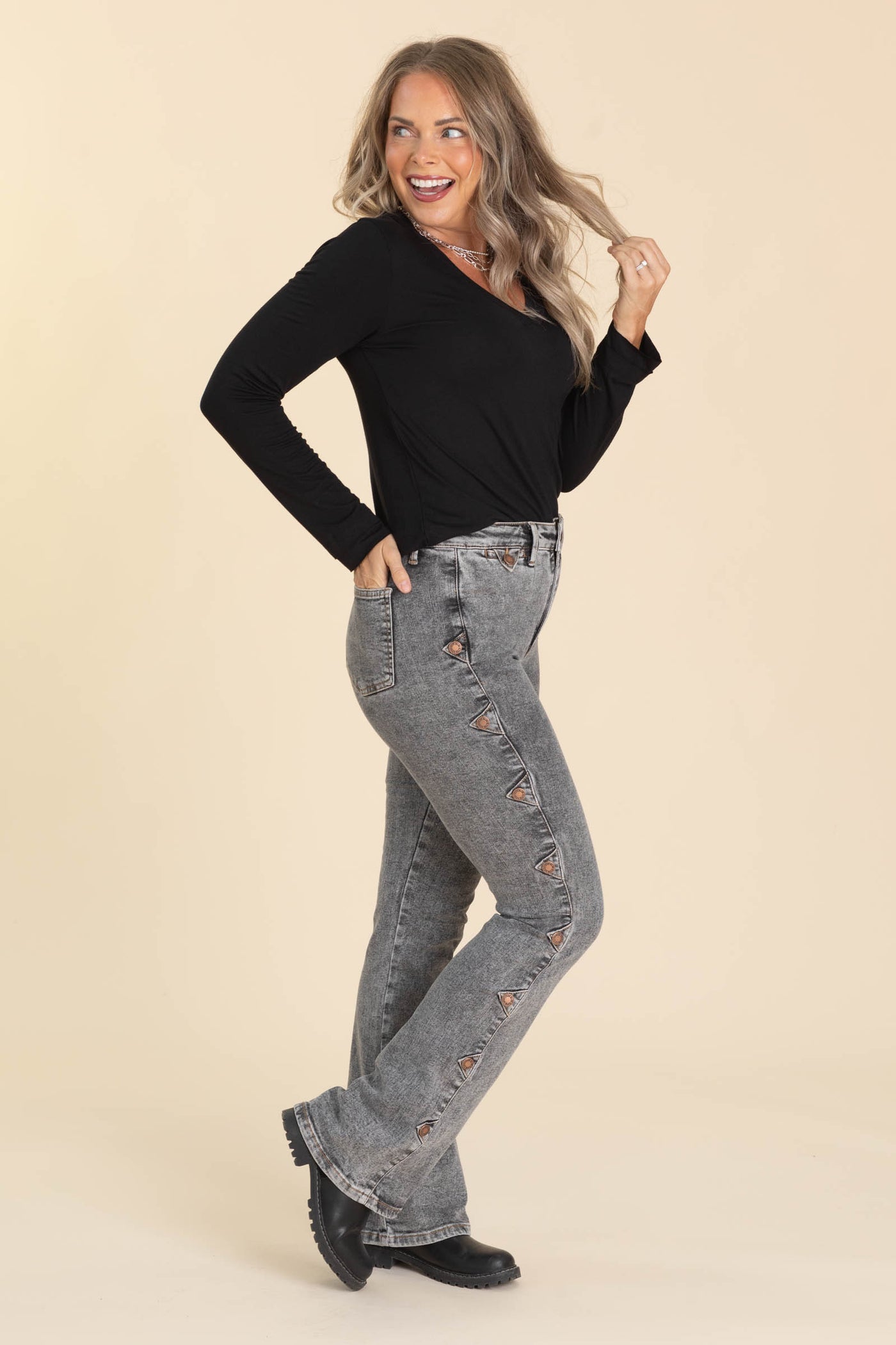 Judy Blue Grey Bootcut Western Side Seam Jean