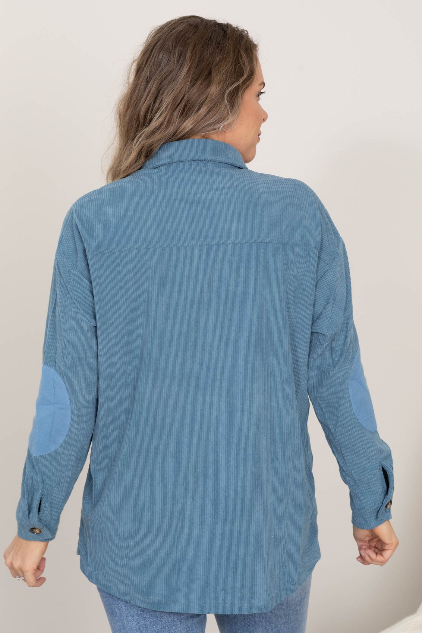 Dusty Blue Button Up Corduroy Shacket
