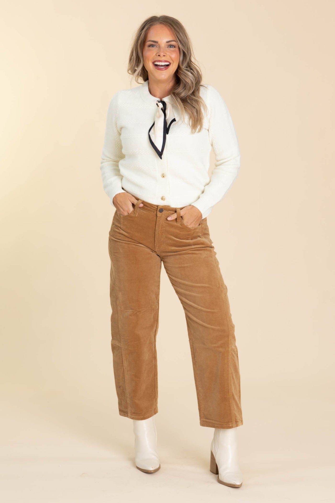Vervet Khaki High Rise Corduroy Barrel Jeans