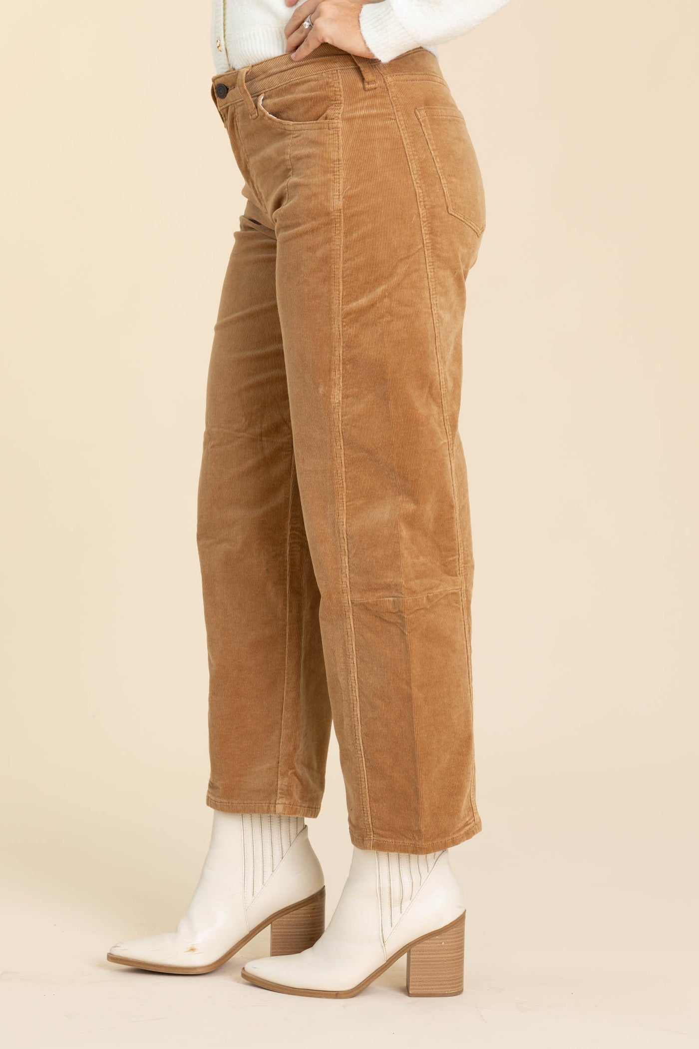 Vervet Khaki High Rise Corduroy Barrel Jeans