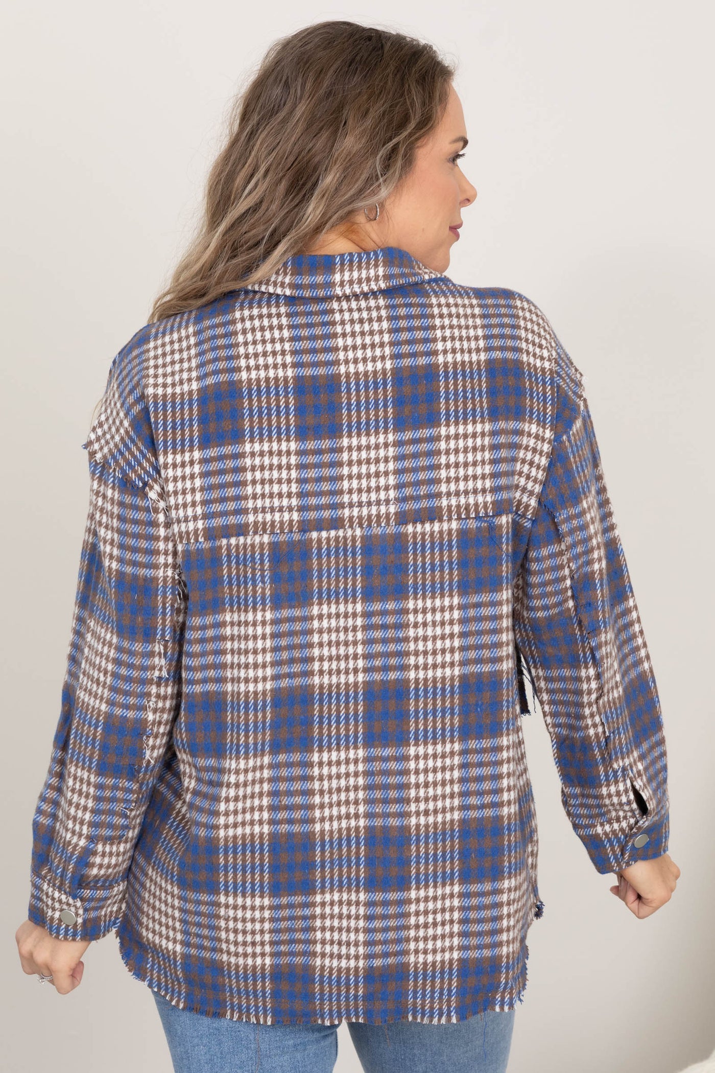 Blue Plaid Button Up Shacket