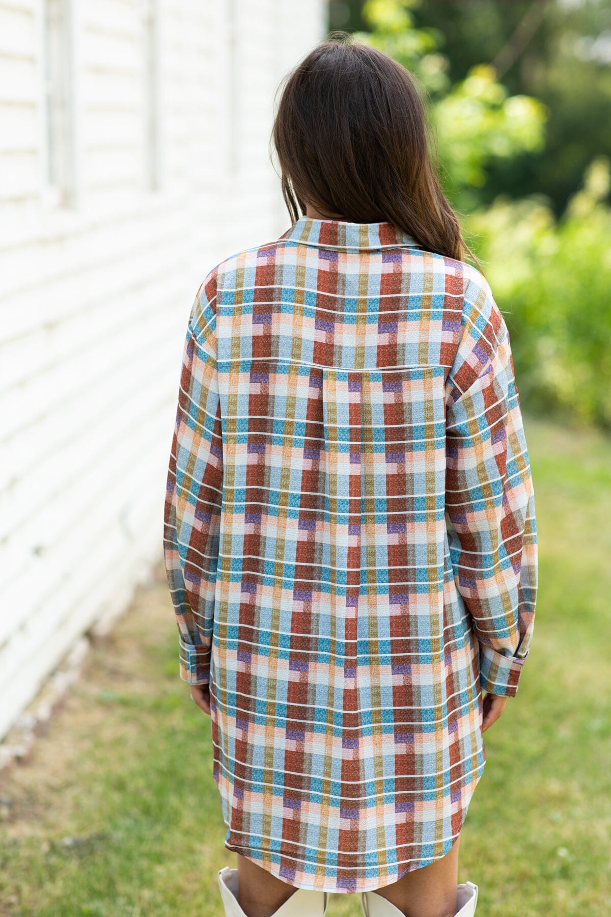 Rust and Eggplant Plaid Button Up Top - Filly Flair