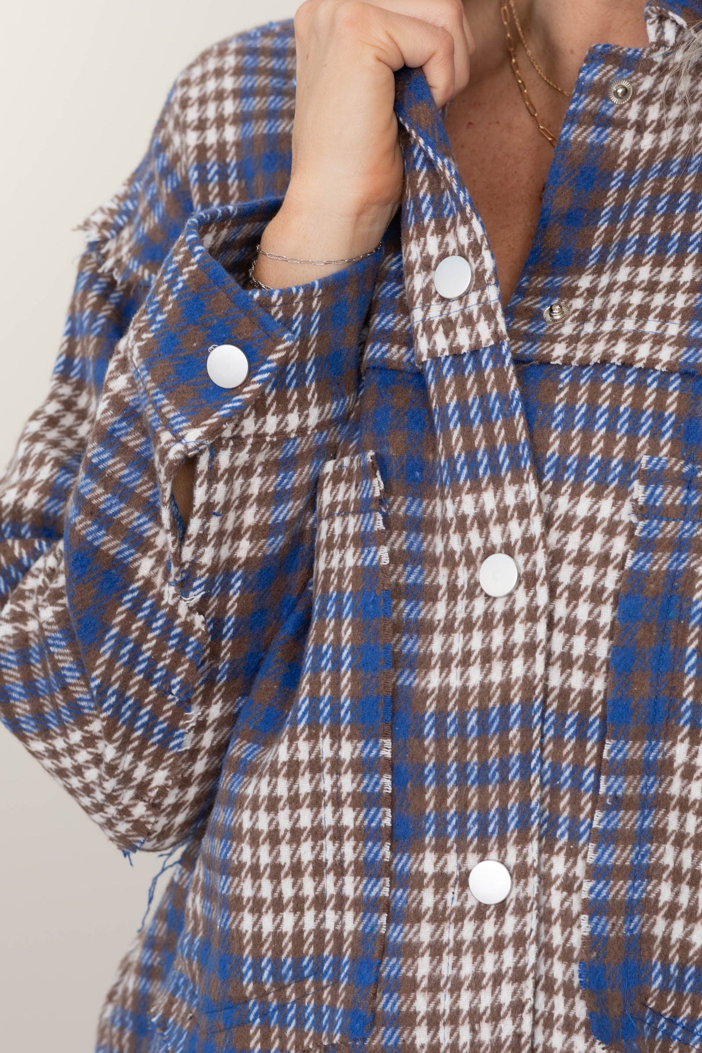 Blue Plaid Button Up Shacket