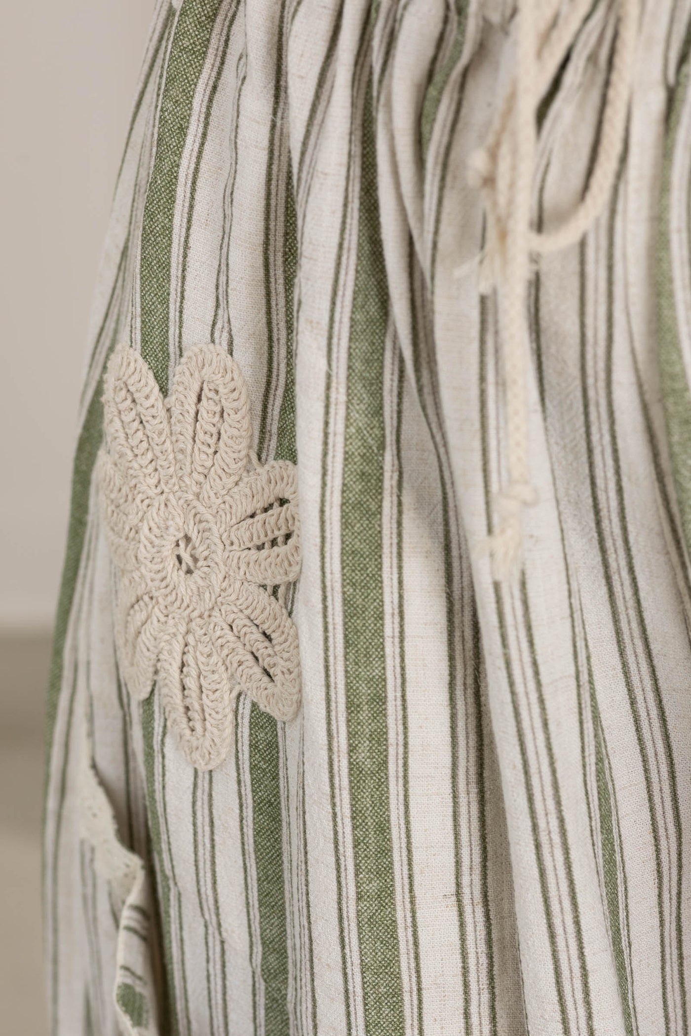 Sage Striped Lace Patchwork Balloon Pants
