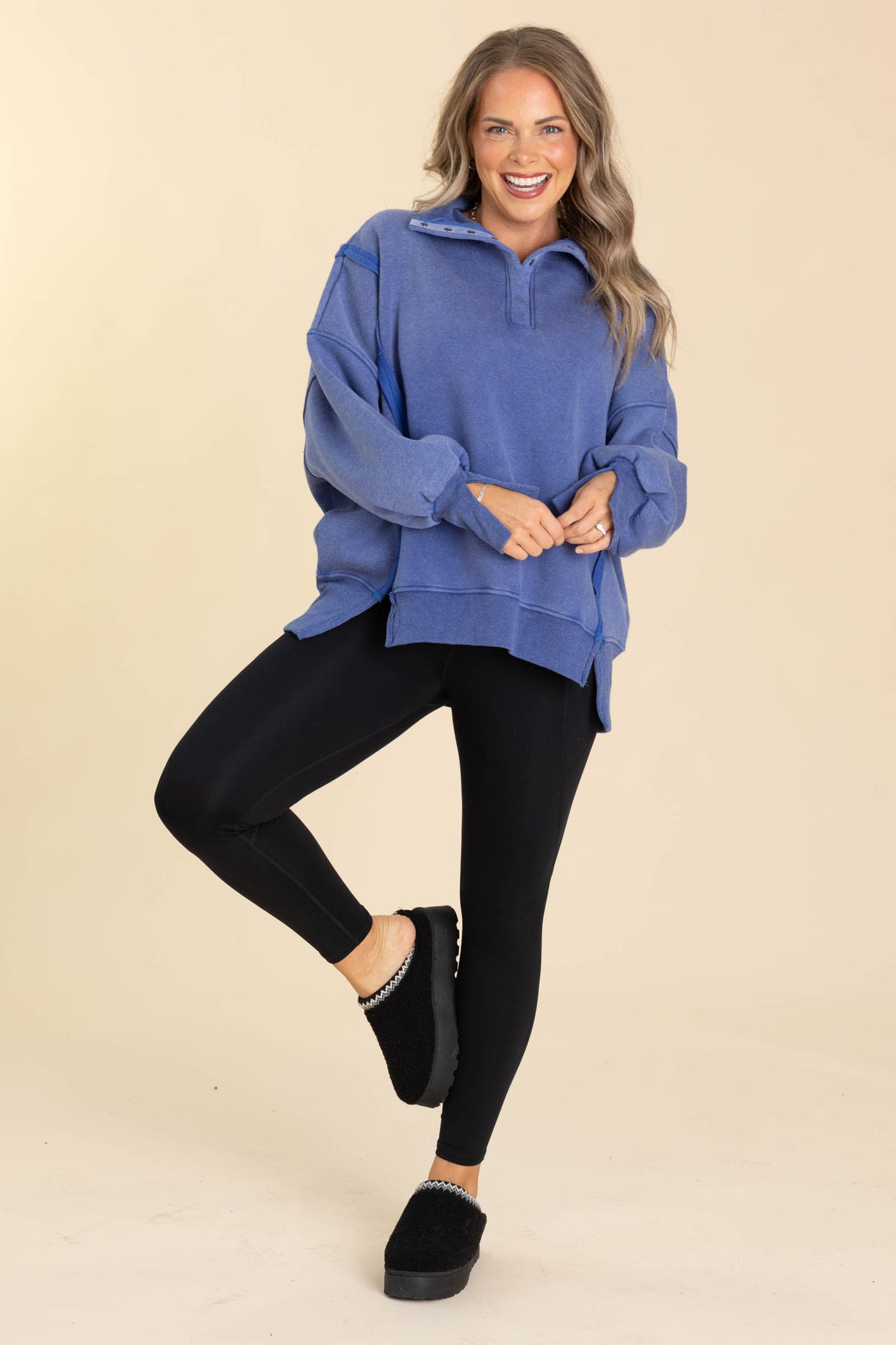 Heathered Blue Quarter Snap Sweatshirt