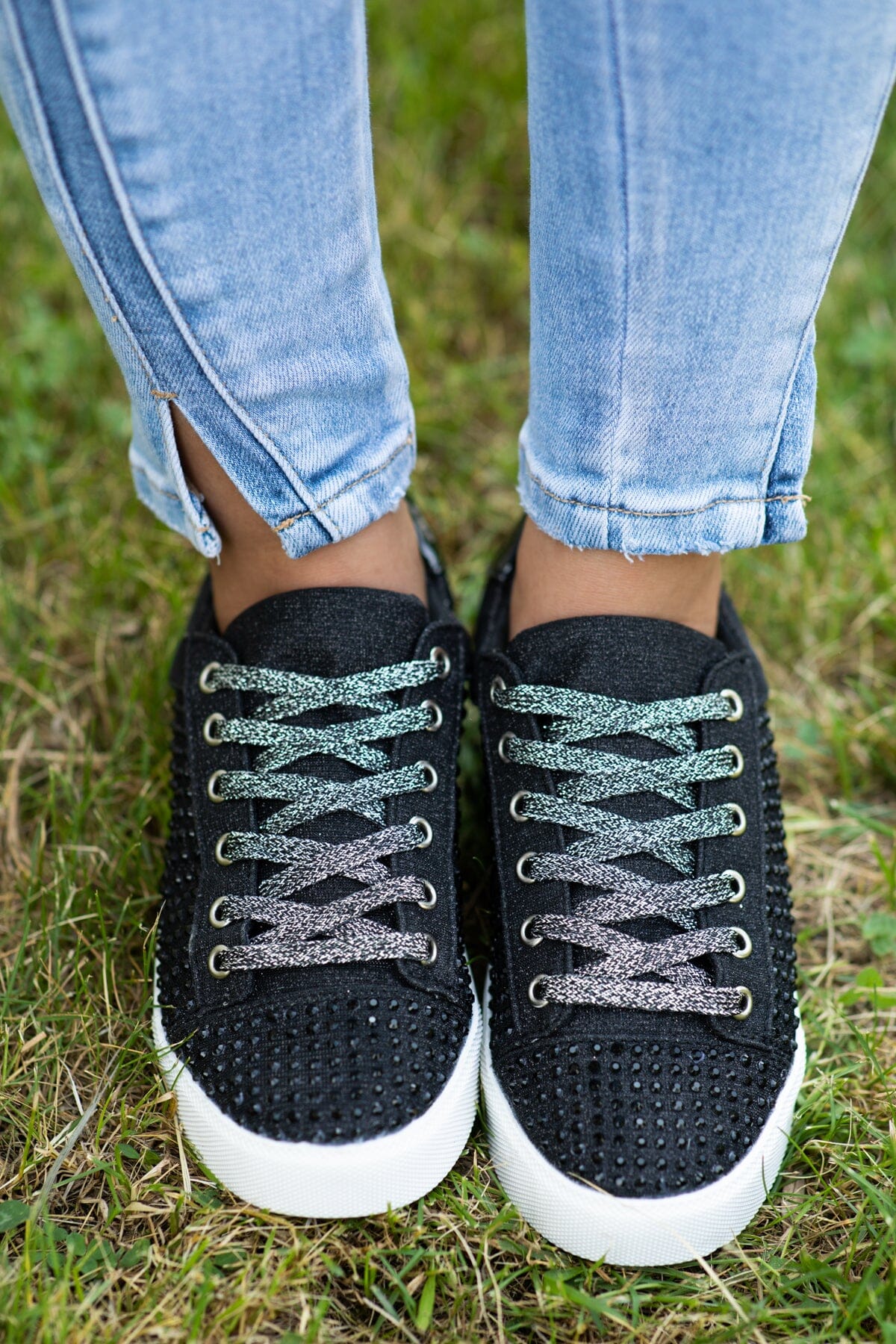 Black Studded Platform Sneakers - Filly Flair