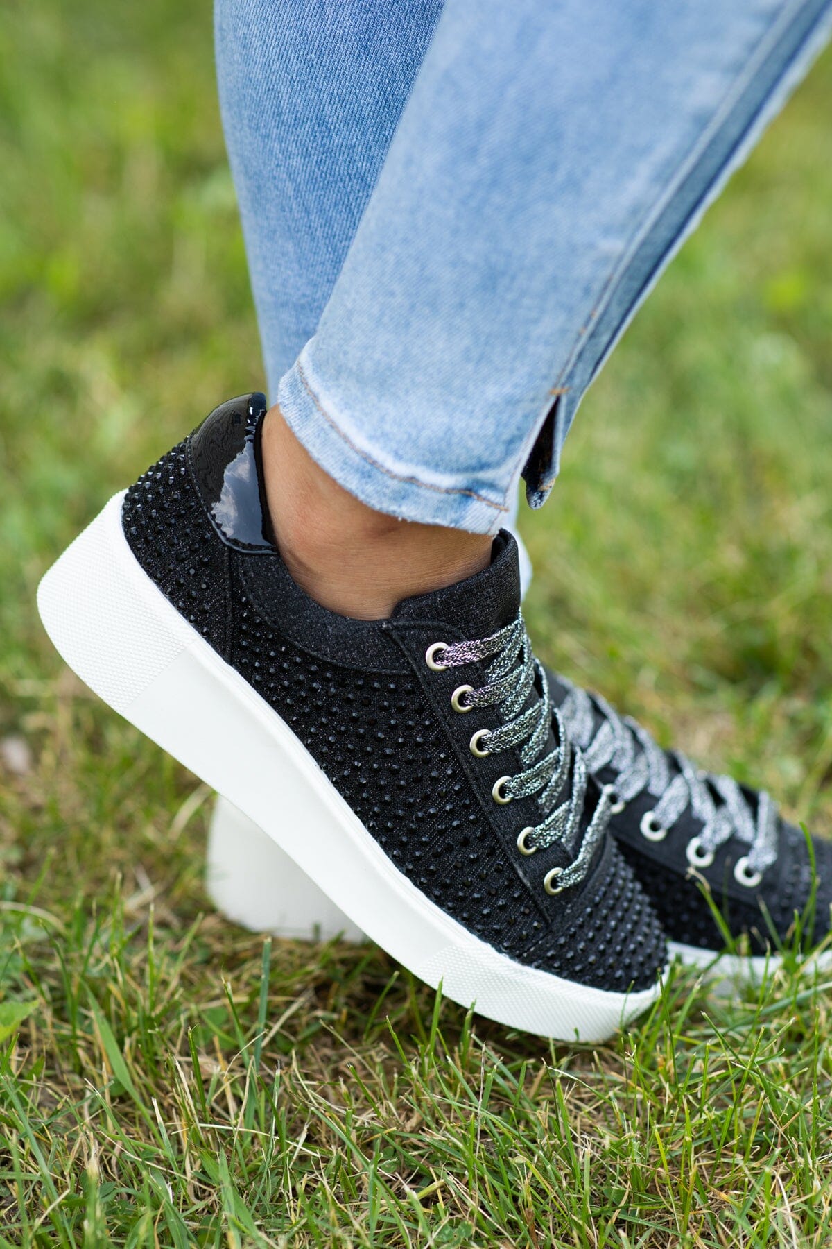 Black Studded Platform Sneakers - Filly Flair