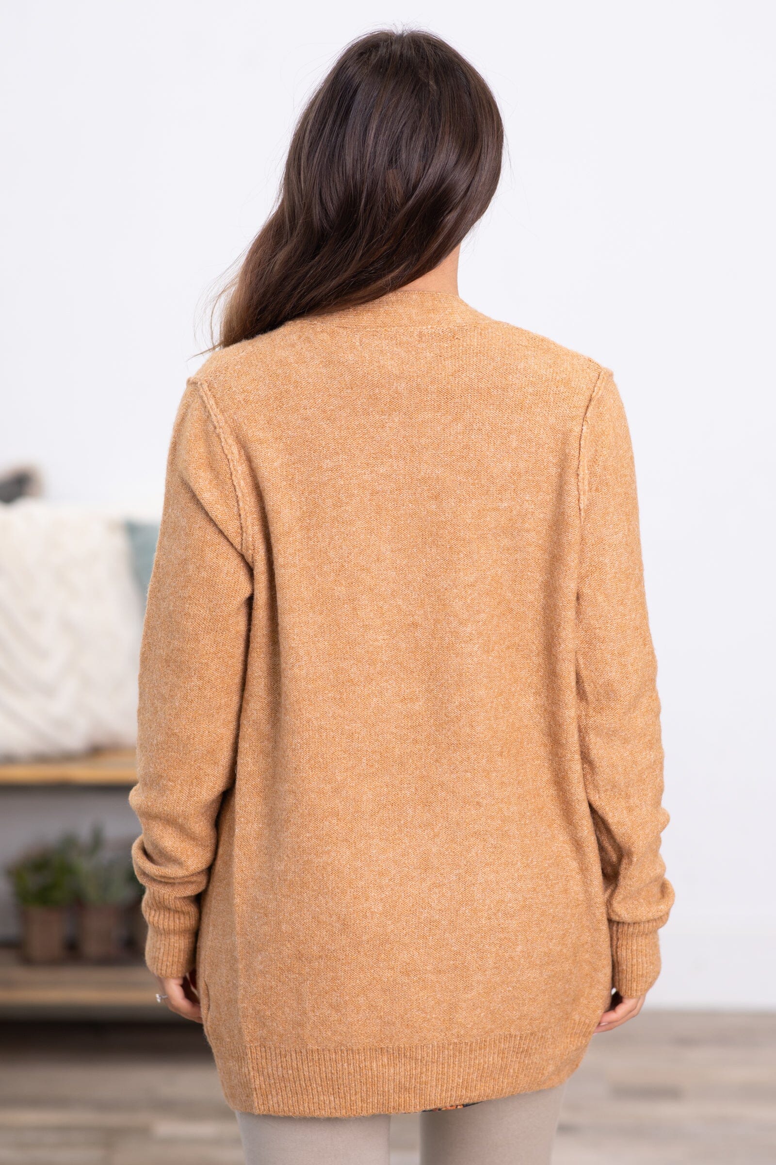 Cinnamon Melange Cardigan With Pockets - Filly Flair