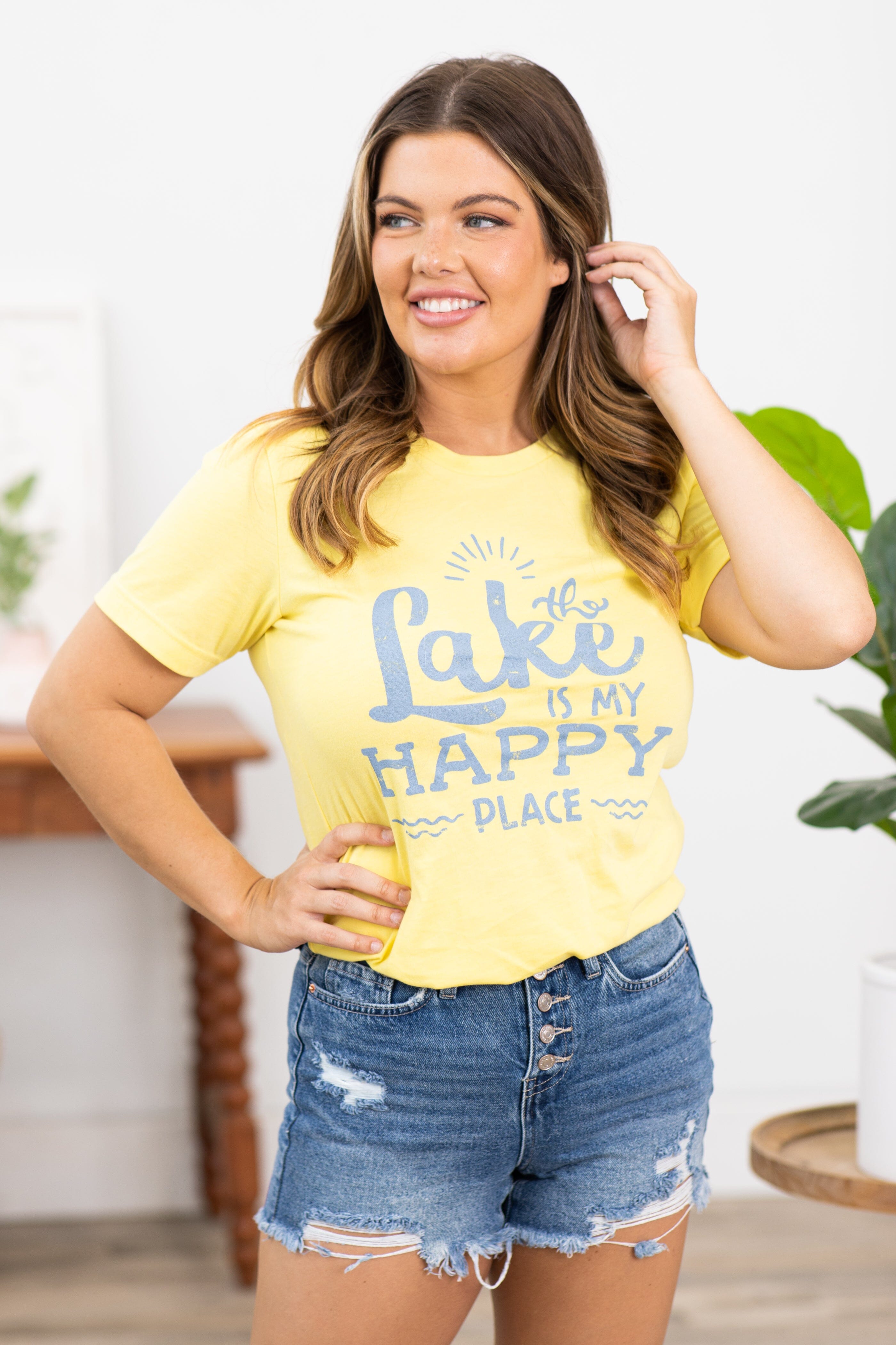 Yellow Lake Is My Happy Place Graphic Tee - Filly Flair