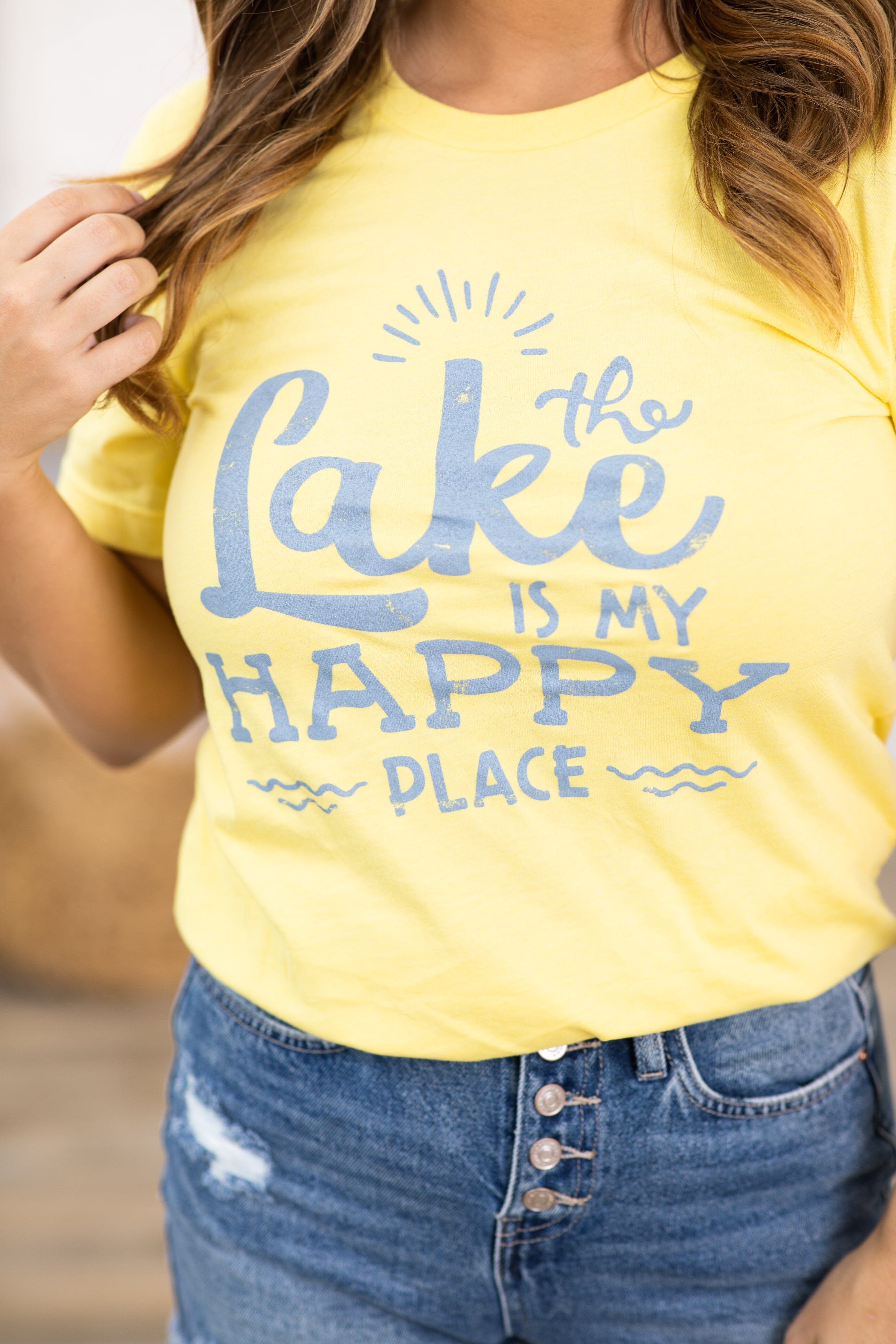 Yellow Lake Is My Happy Place Graphic Tee - Filly Flair