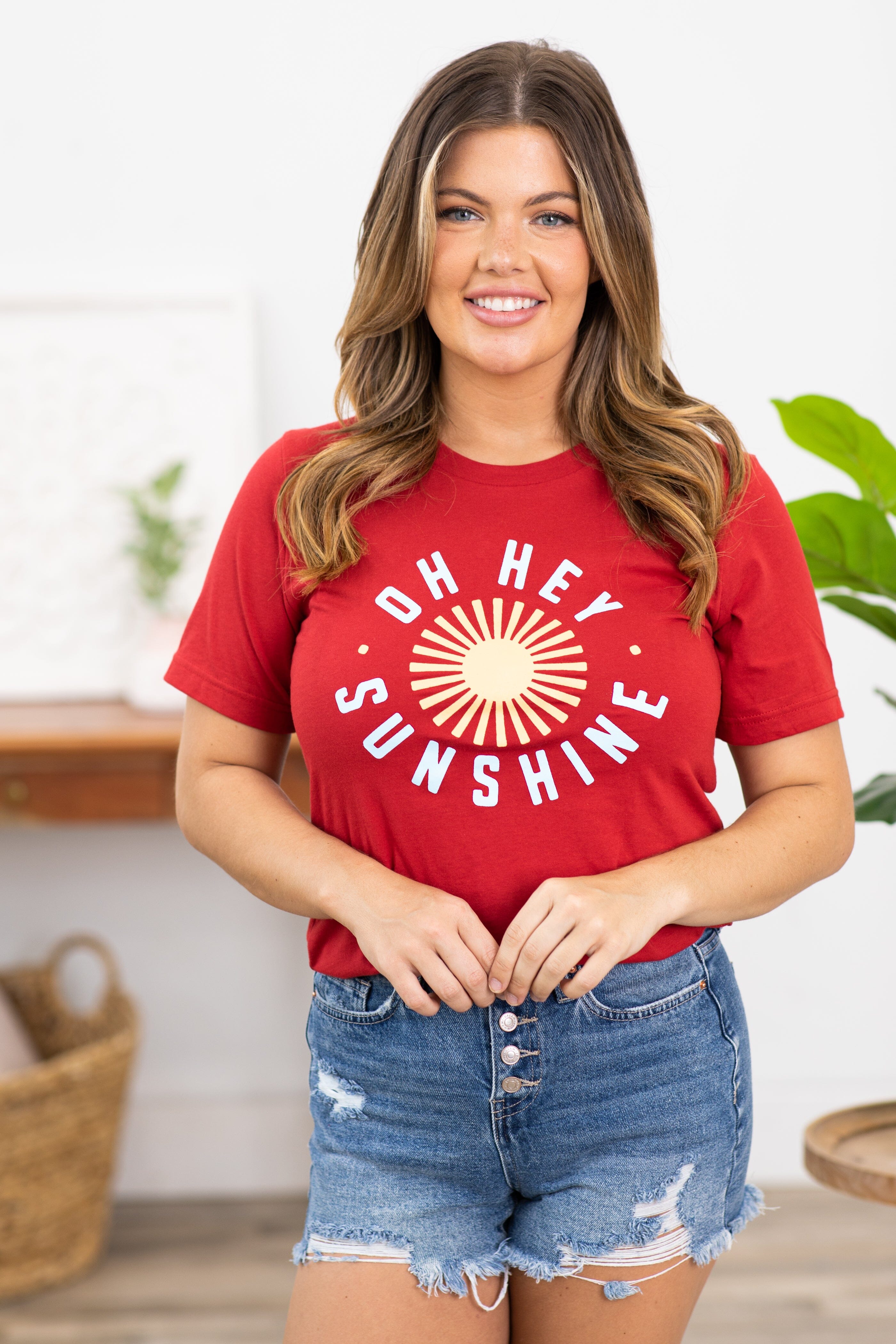 Red Oh Hey Sunshine Graphic Tee - Filly Flair