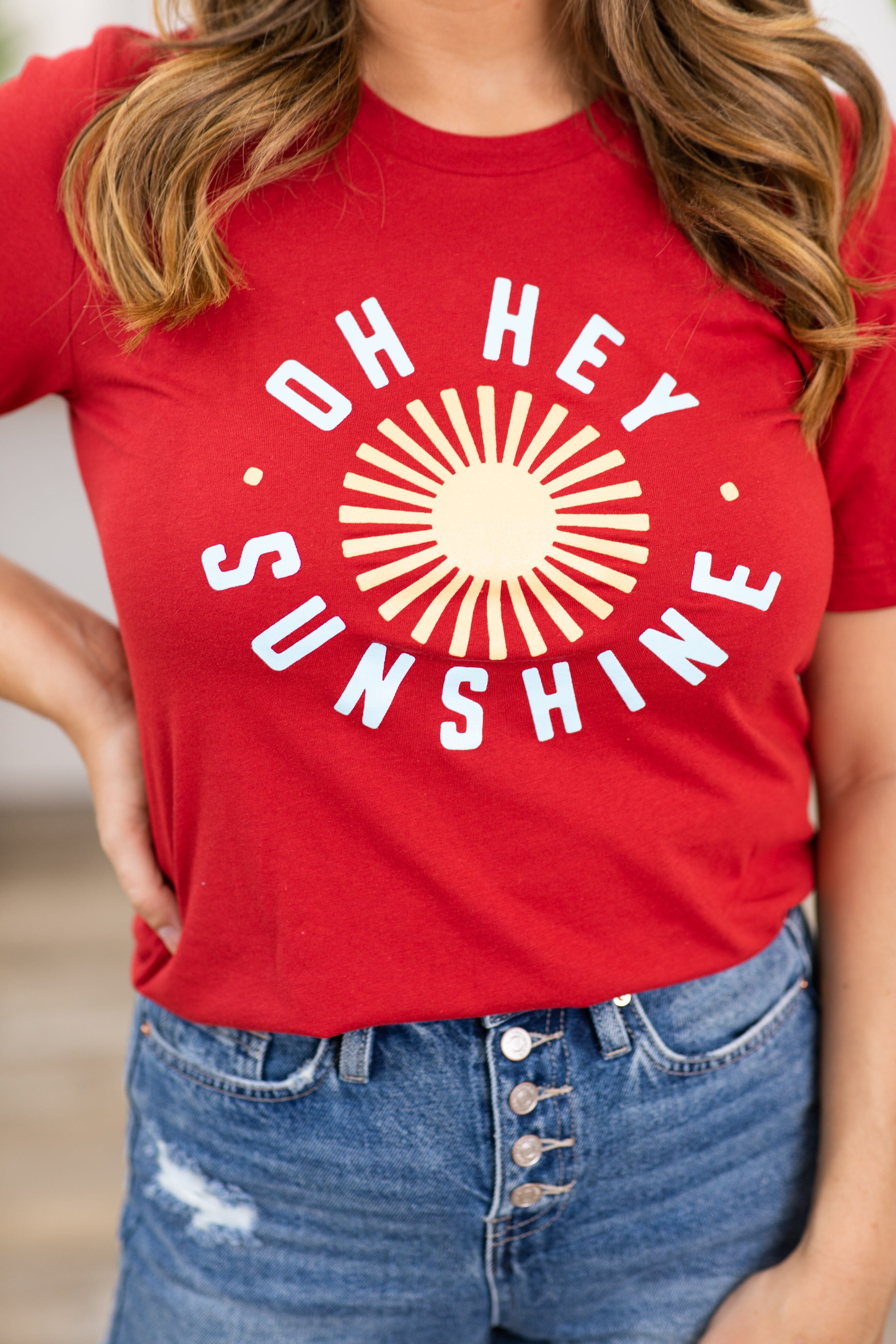 Red Oh Hey Sunshine Graphic Tee - Filly Flair