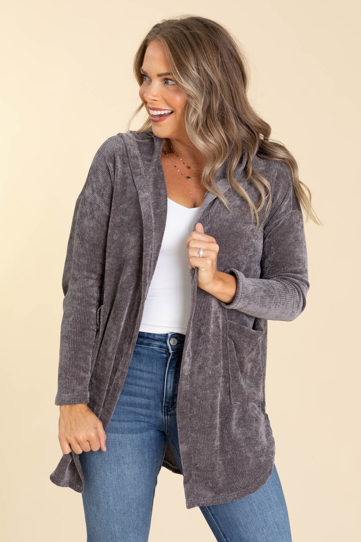 Soft Chenille Velvet Hoodie Cardigans