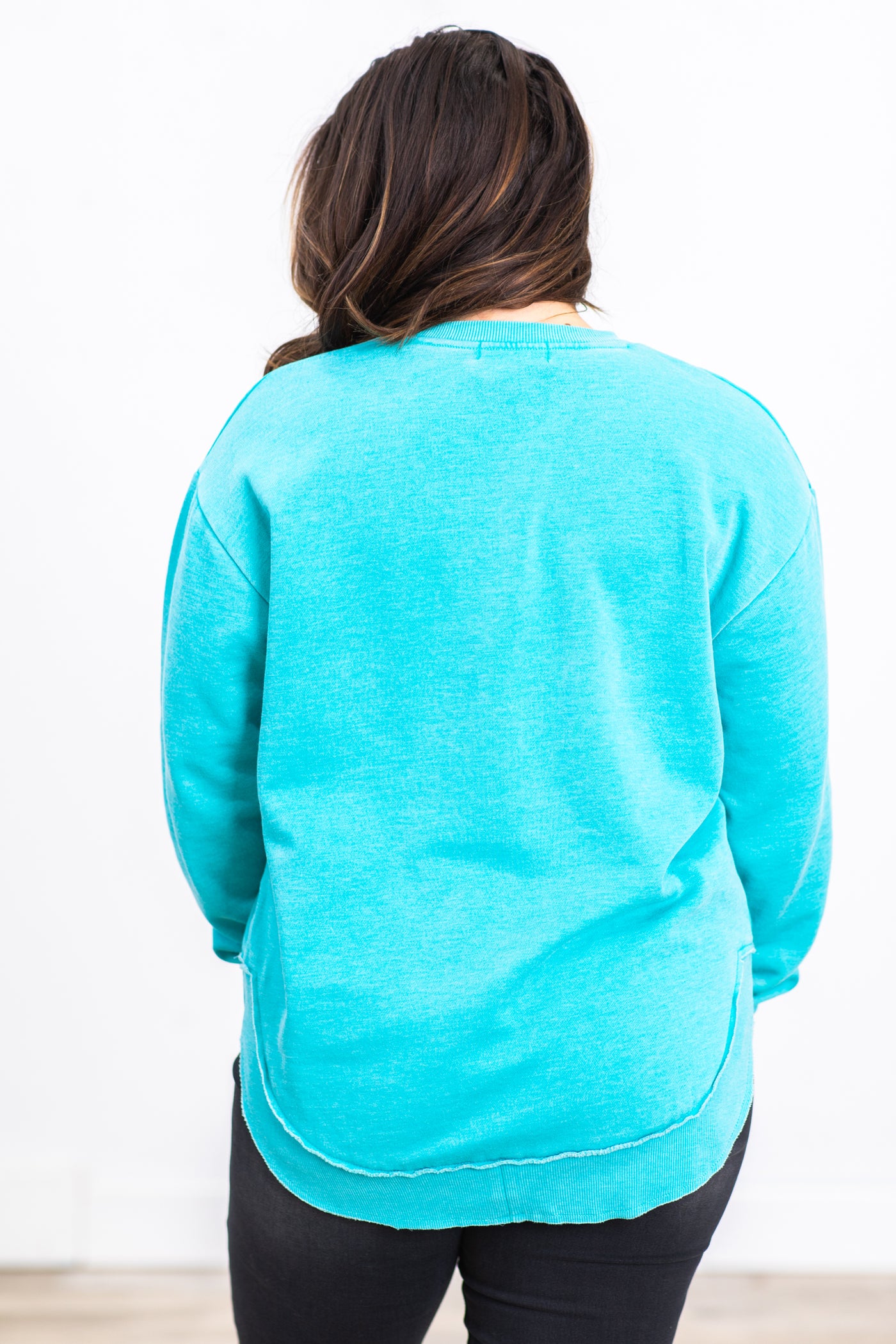 Turquoise Fleece Pigment Dyed Sweatshirt · Filly Flair