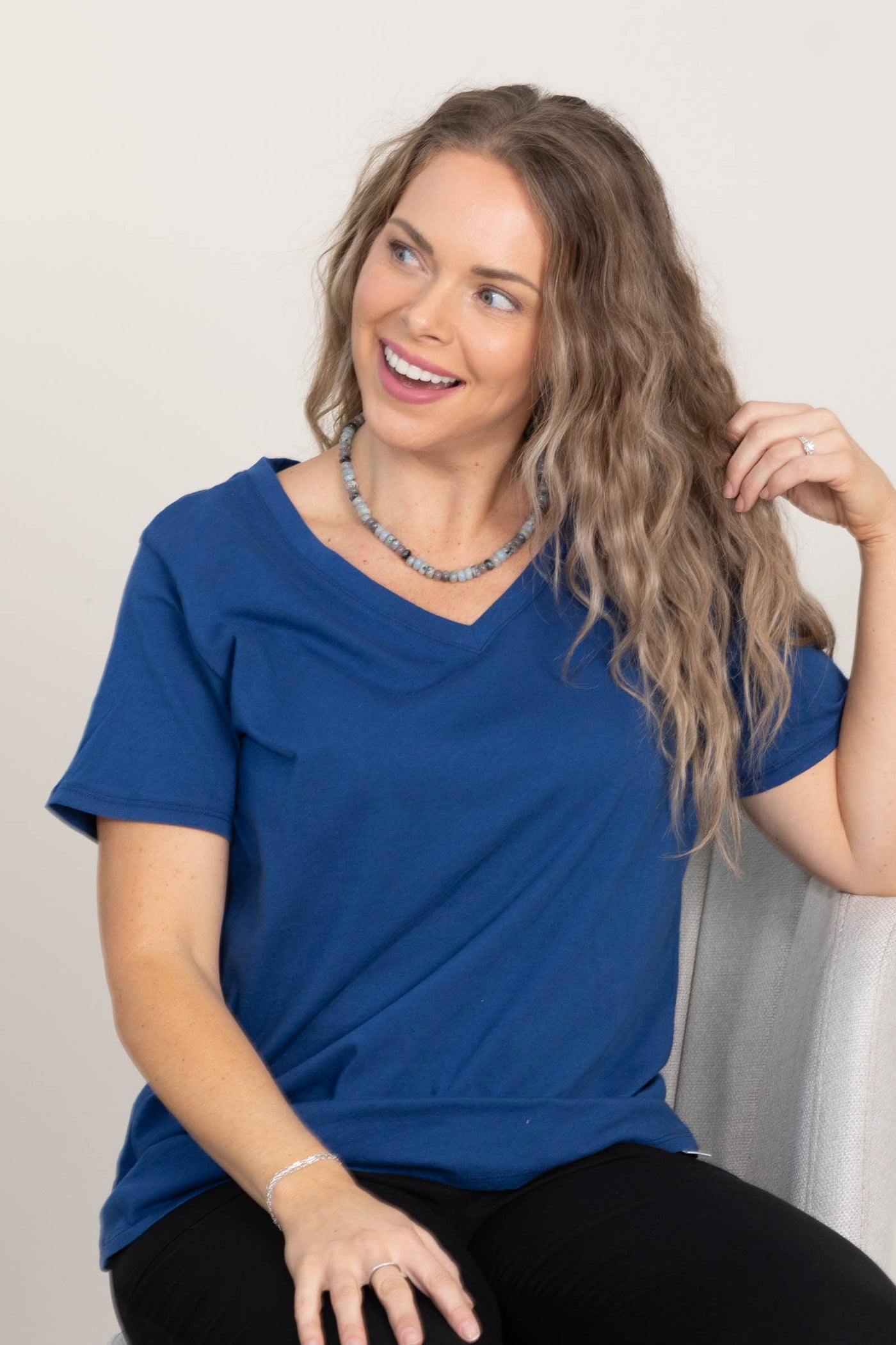 Boyfriend Fit V-Neck Short Sleeve Tee