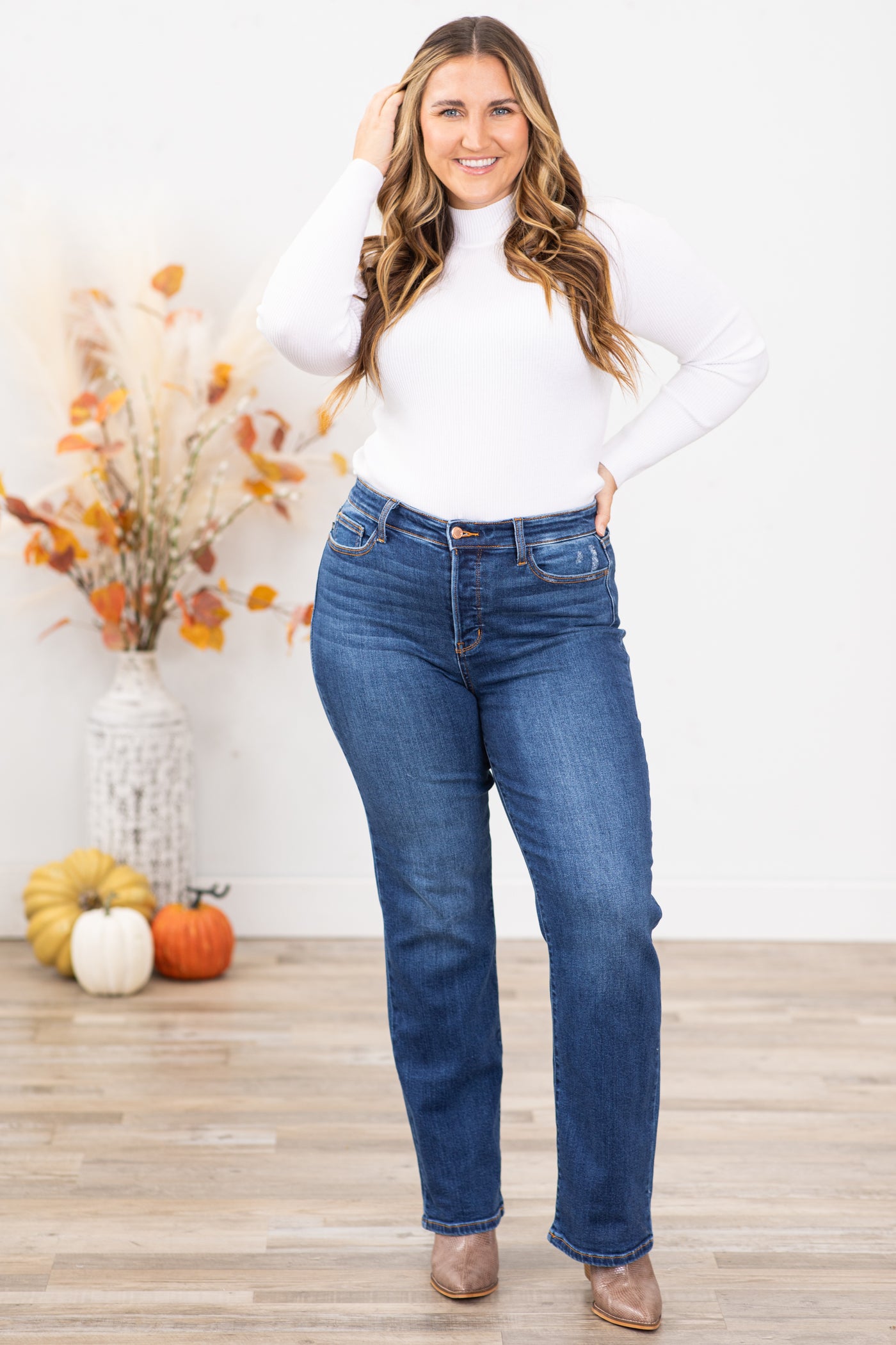 Judy Blue Hidden Button Fly Dad Fit Jeans · Filly Flair