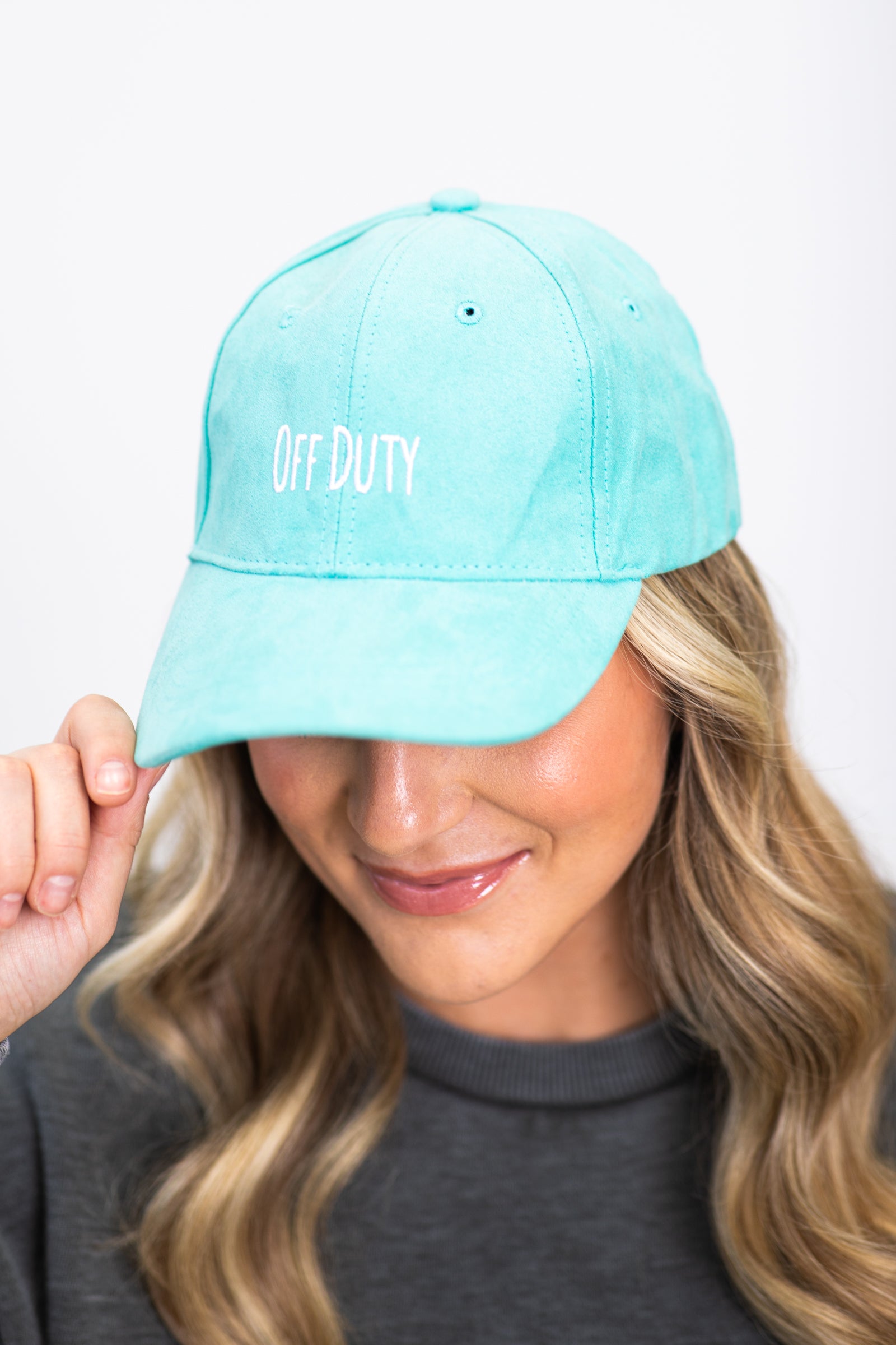"Off Duty" Ultra Suede Adjustable Hat in Teal