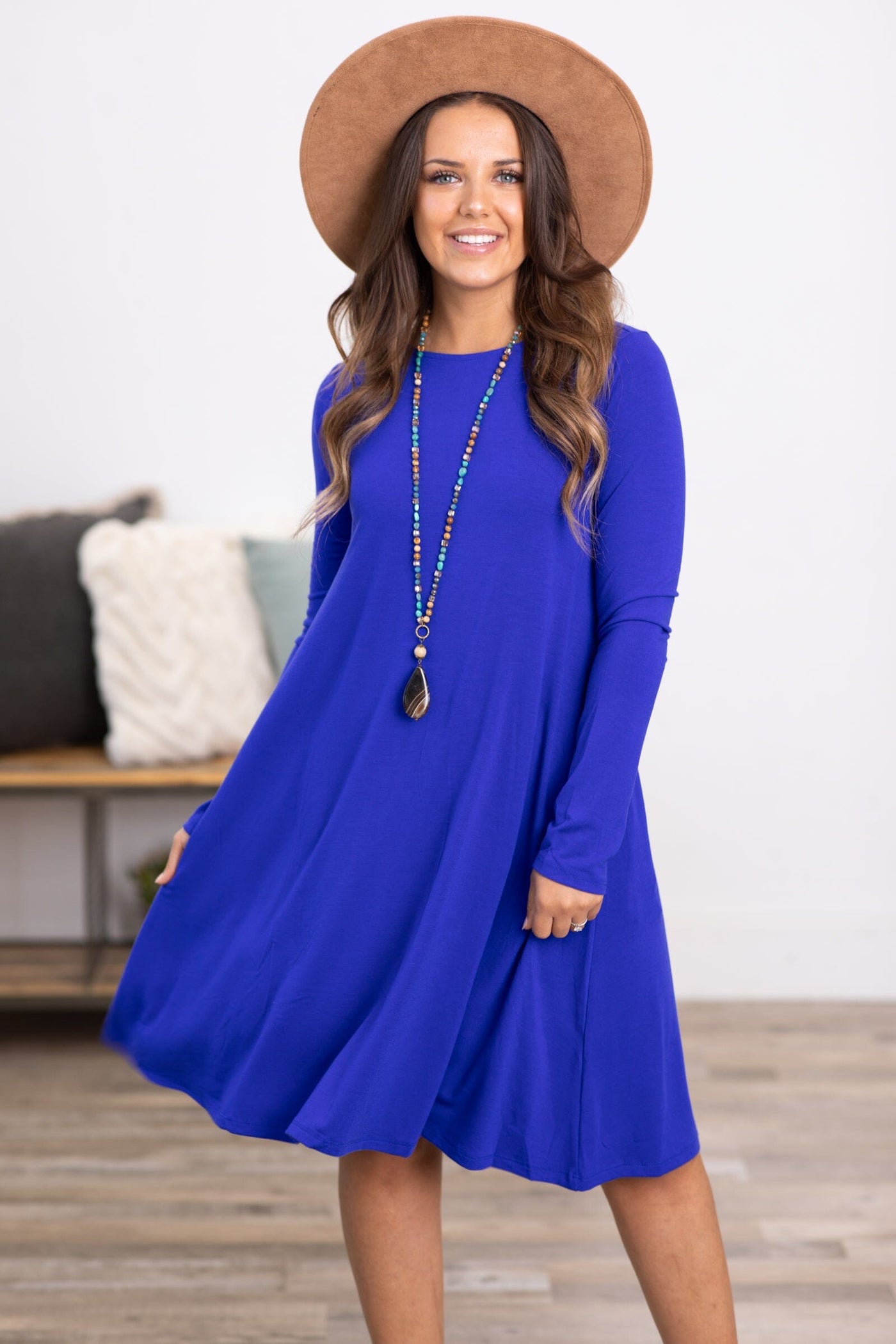 Cobalt Long Sleeve Knit Dress - S Cobalt Long Sleeve Knit Dress - S