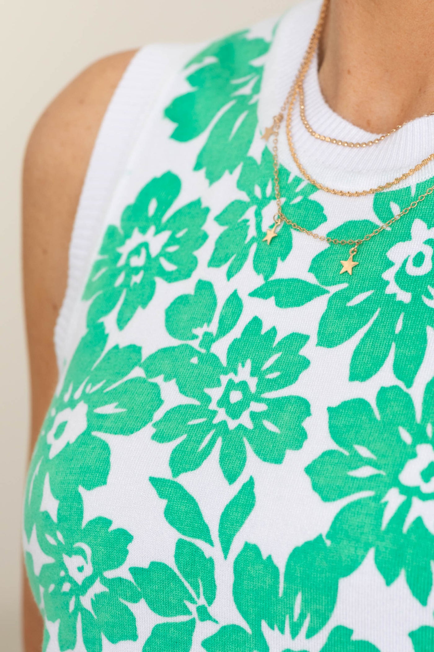 Staccato Floral Printed Sweater Tank Top