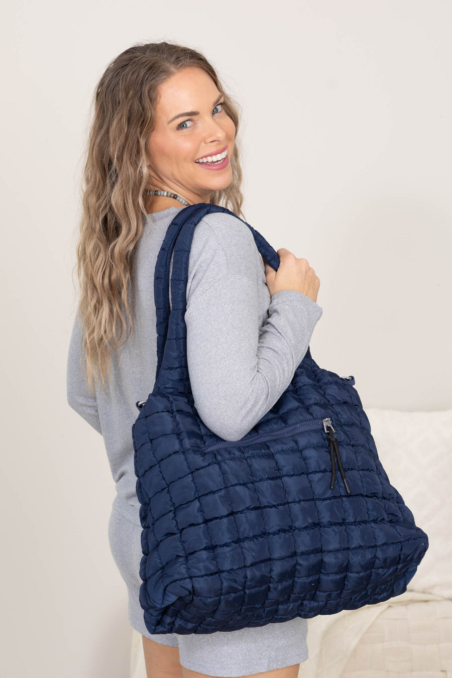 Navy Puffer Bag