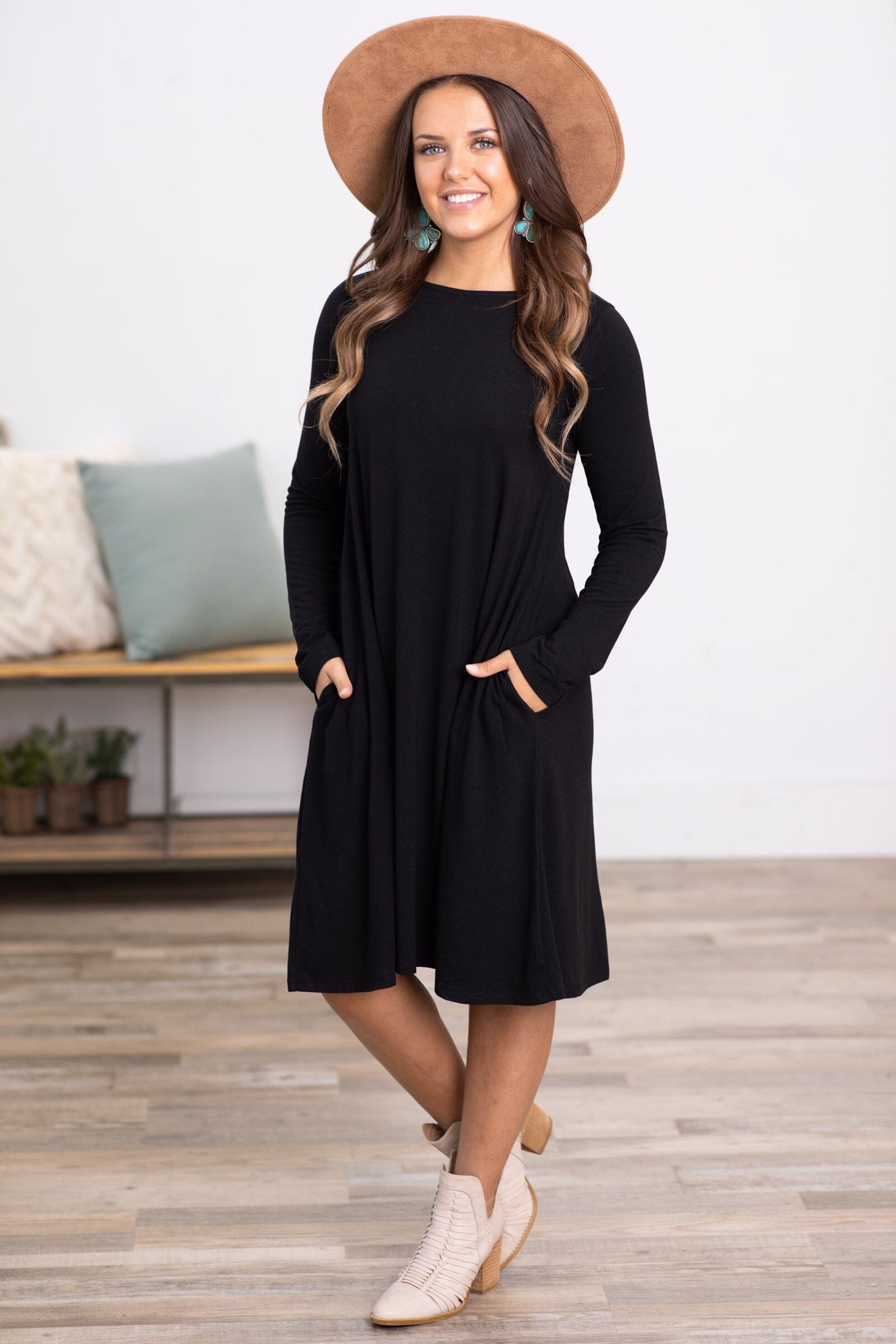 Black Long Sleeve Knit Dress - Filly Flair