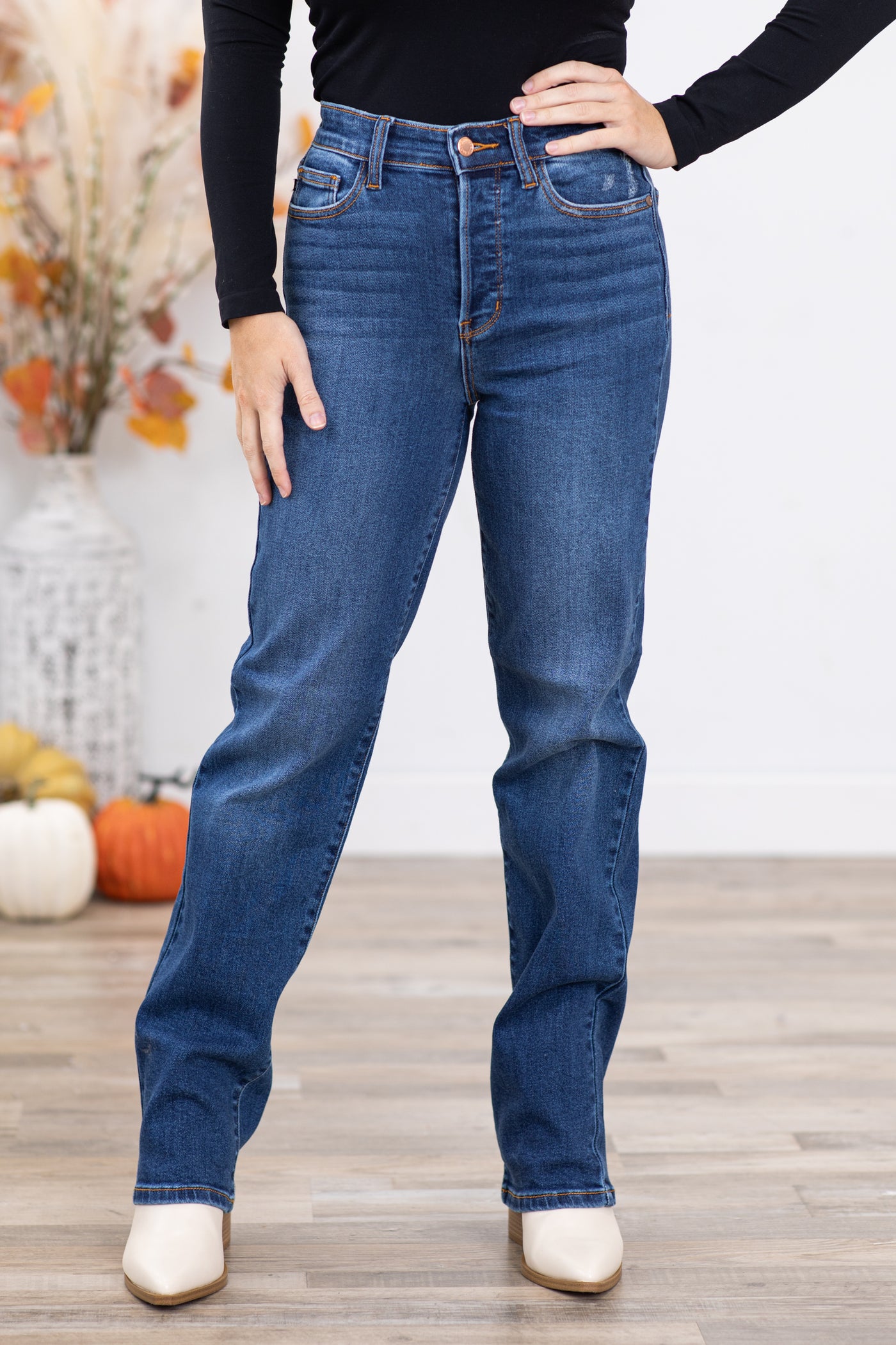 Judy Blue Hidden Button Fly Dad Fit Jeans · Filly Flair