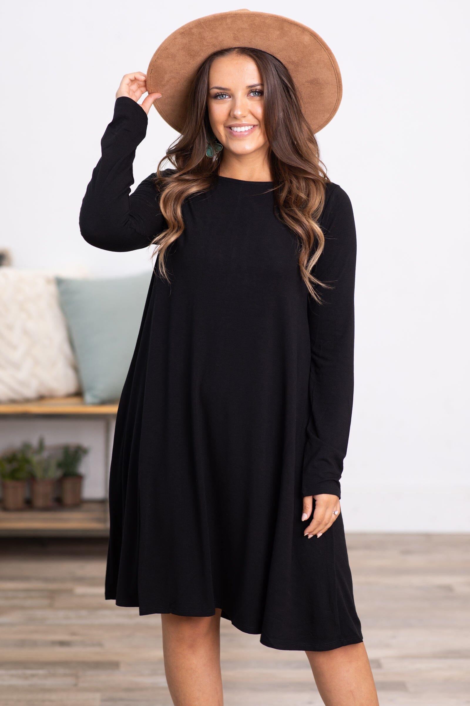 Black Long Sleeve Knit Dress - Filly Flair