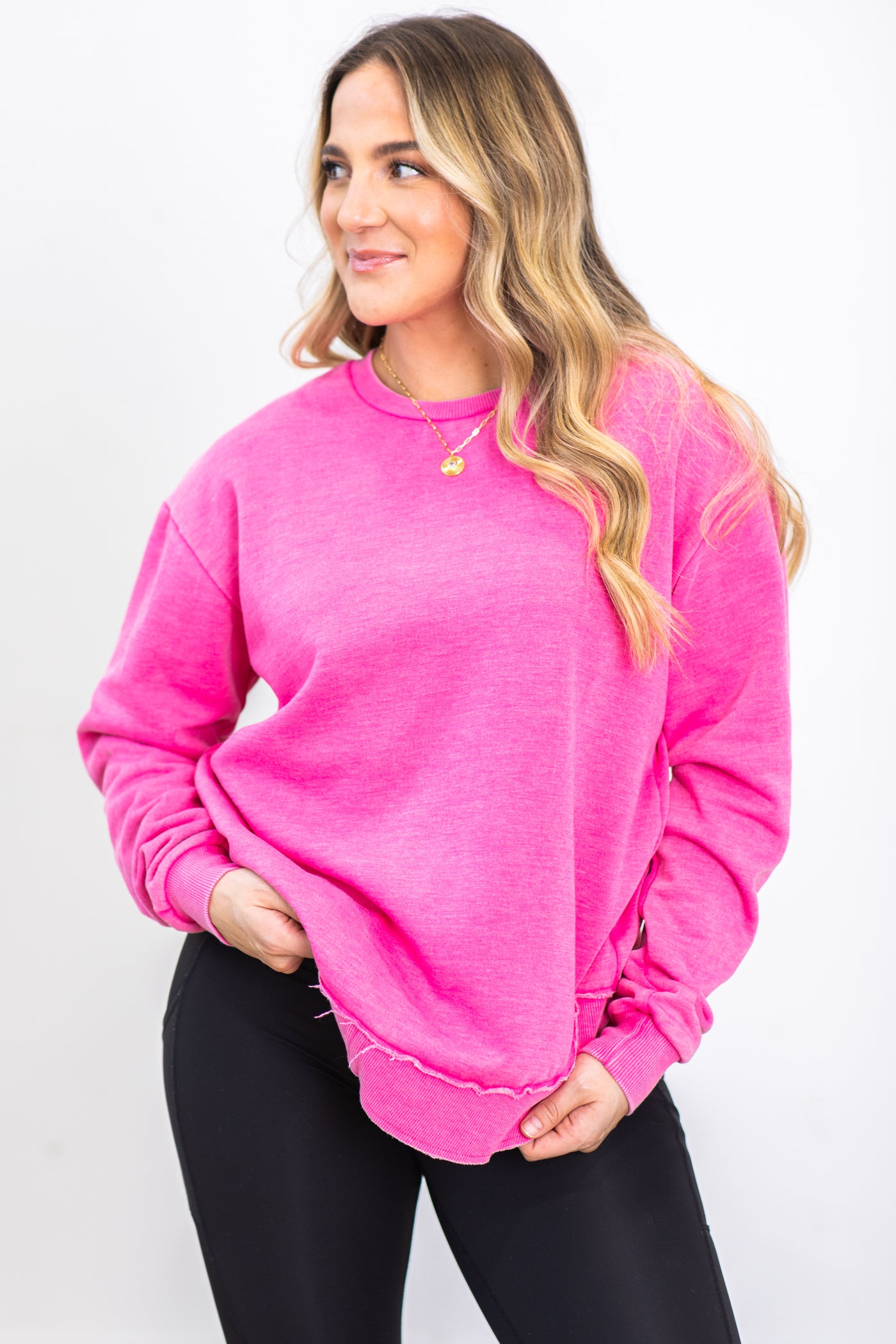 Pink Fleece Pigment Dyed Sweatshirt