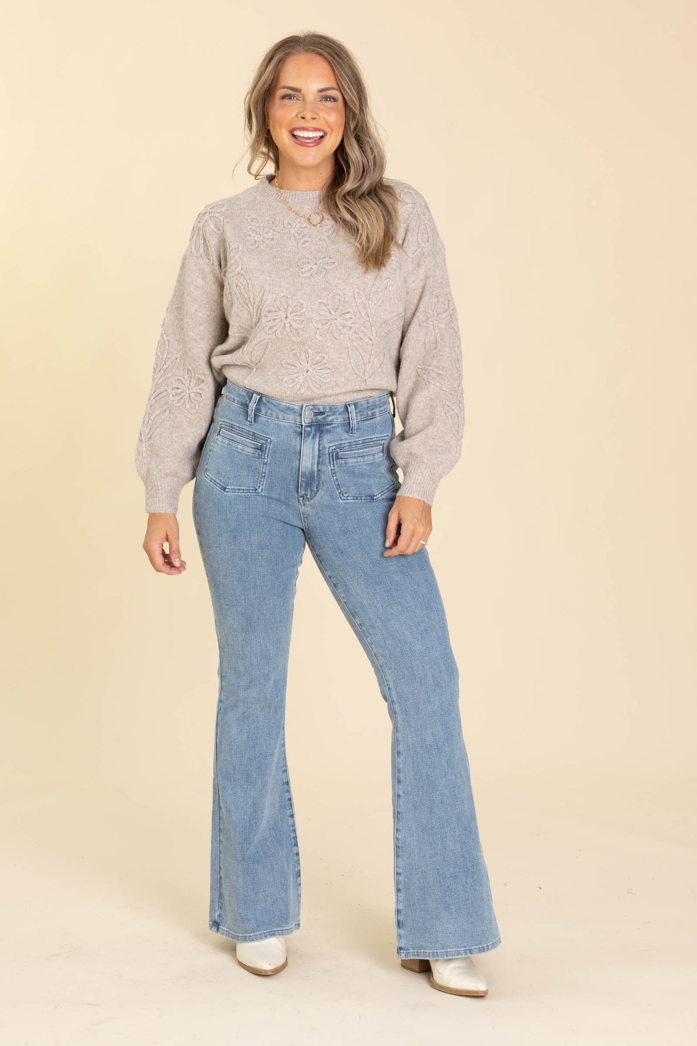 Judy Blue Medium Flare Front Patch Pocket Jean