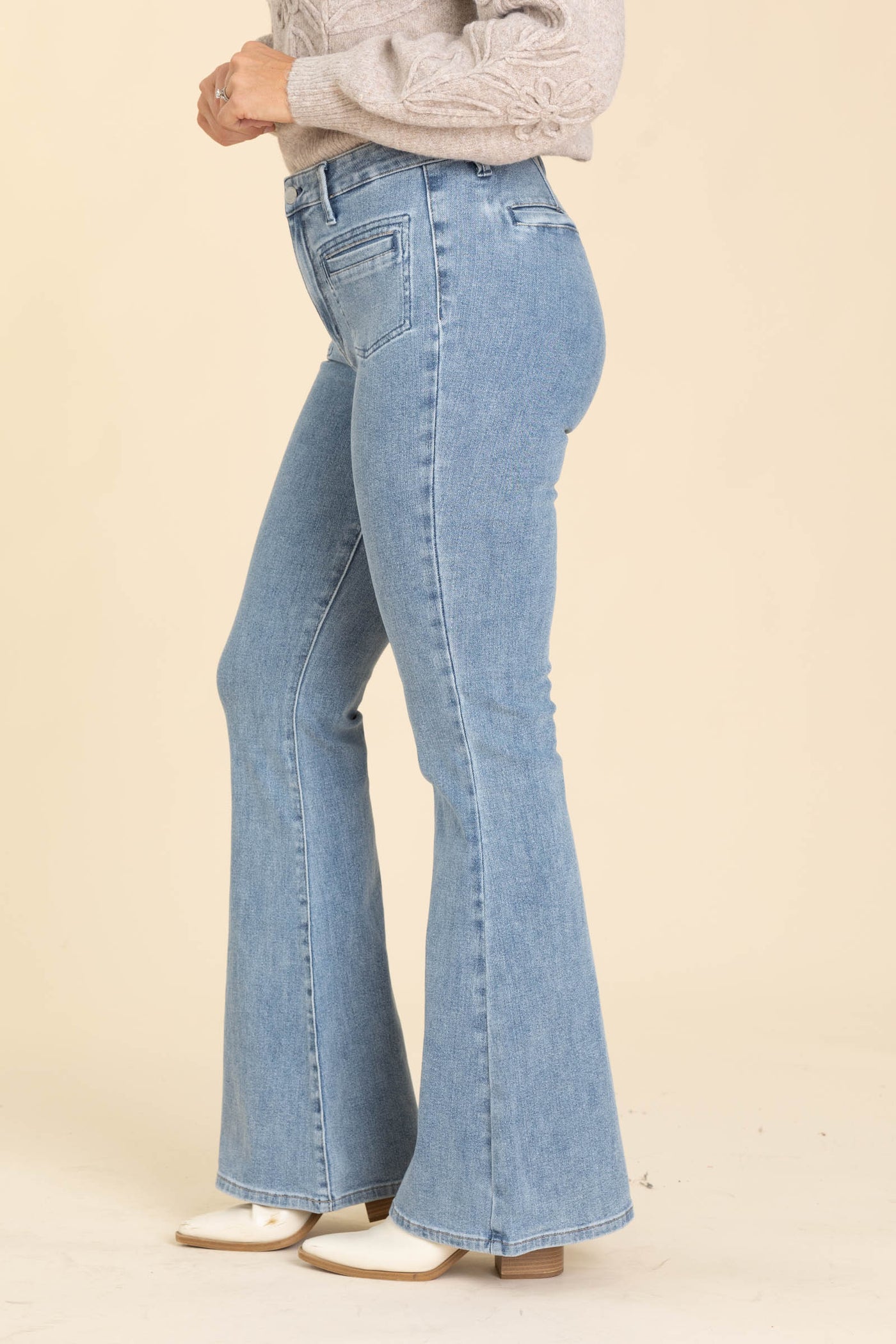 Judy Blue Medium Flare Front Patch Pocket Jean