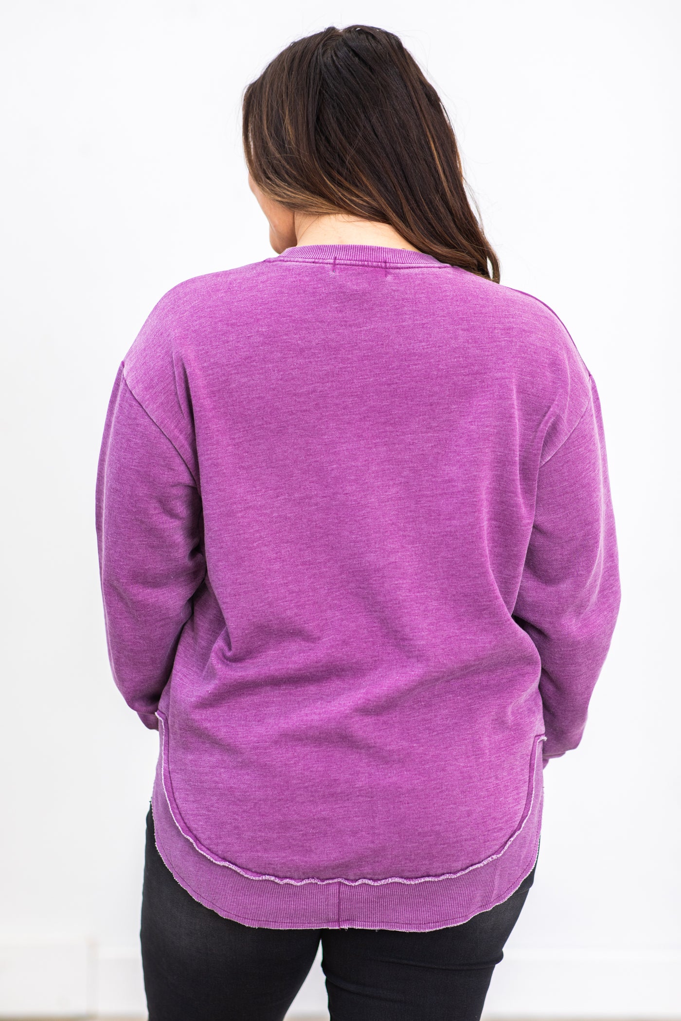 Purple Fleece Pigment Dyed Sweatshirt