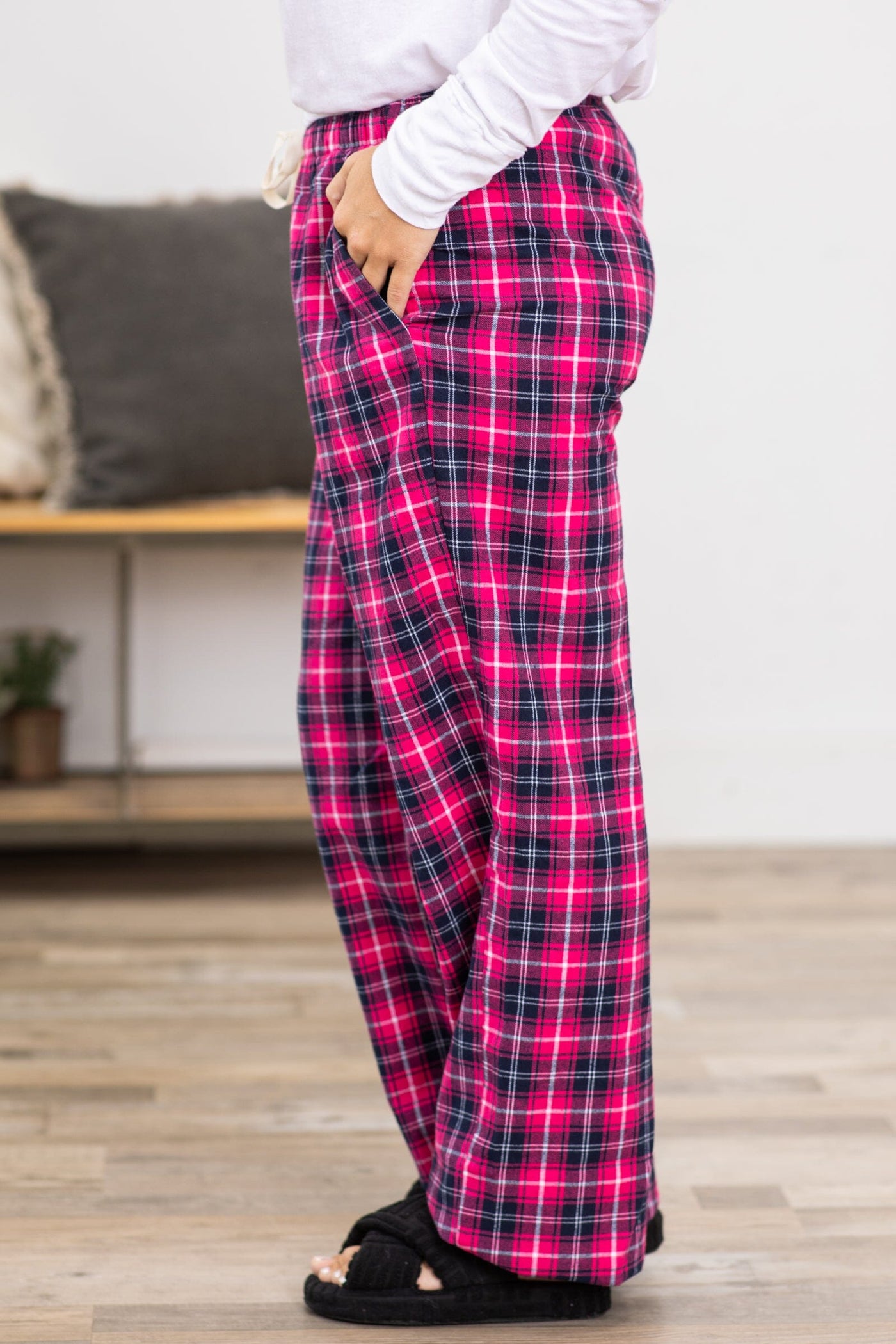 Hot Pink and Navy Plaid Lounge Pants - Filly Flair